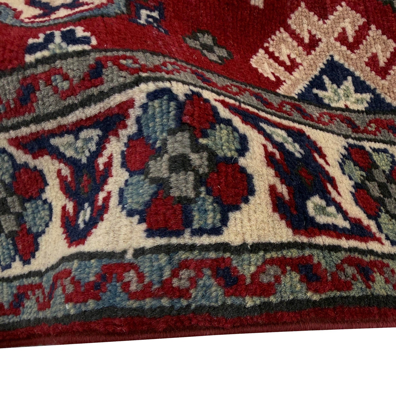 Kazak Rug Handmade Red Medallion 2x4 ft