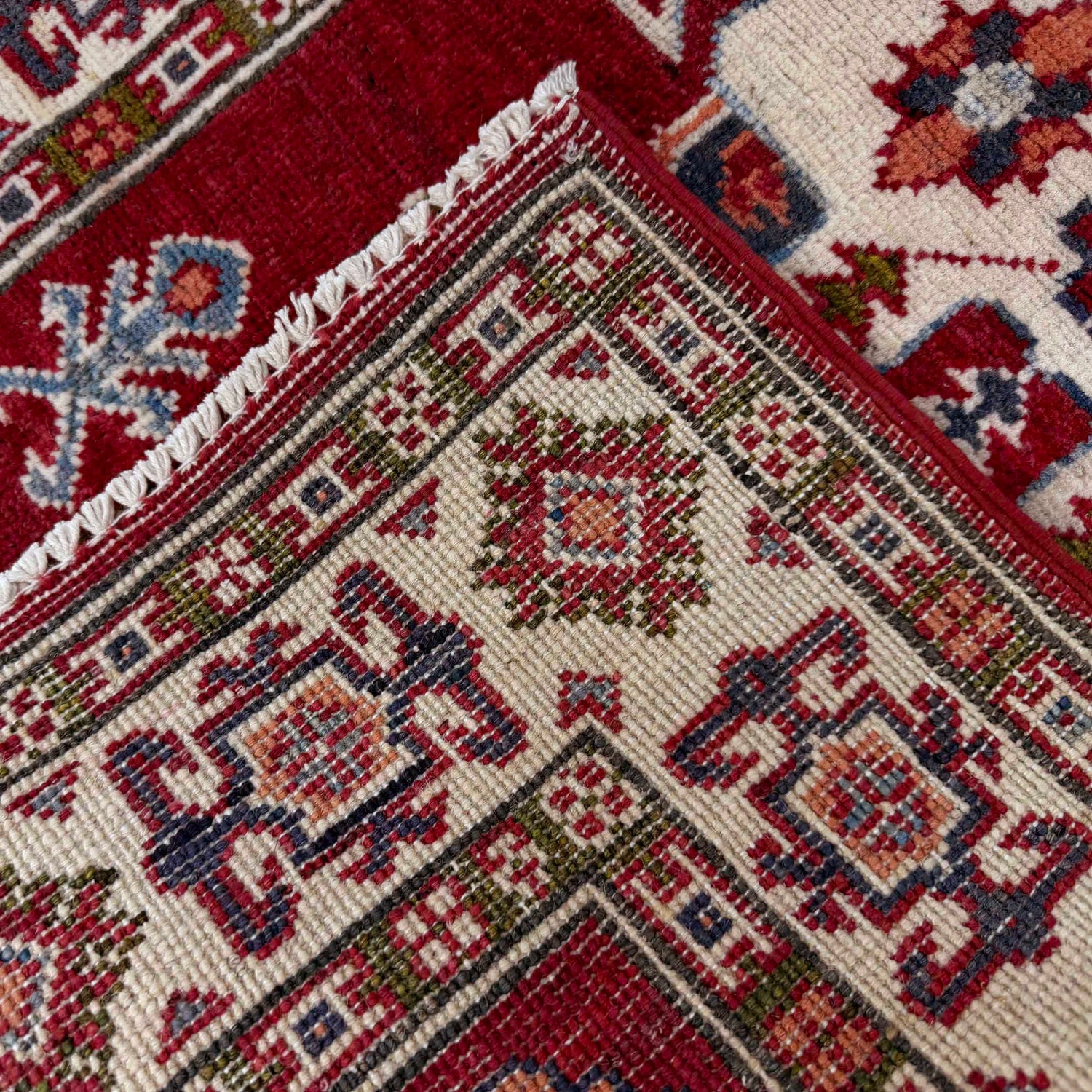 Kazak Rug Handmade Red Medallion 2x4 ft