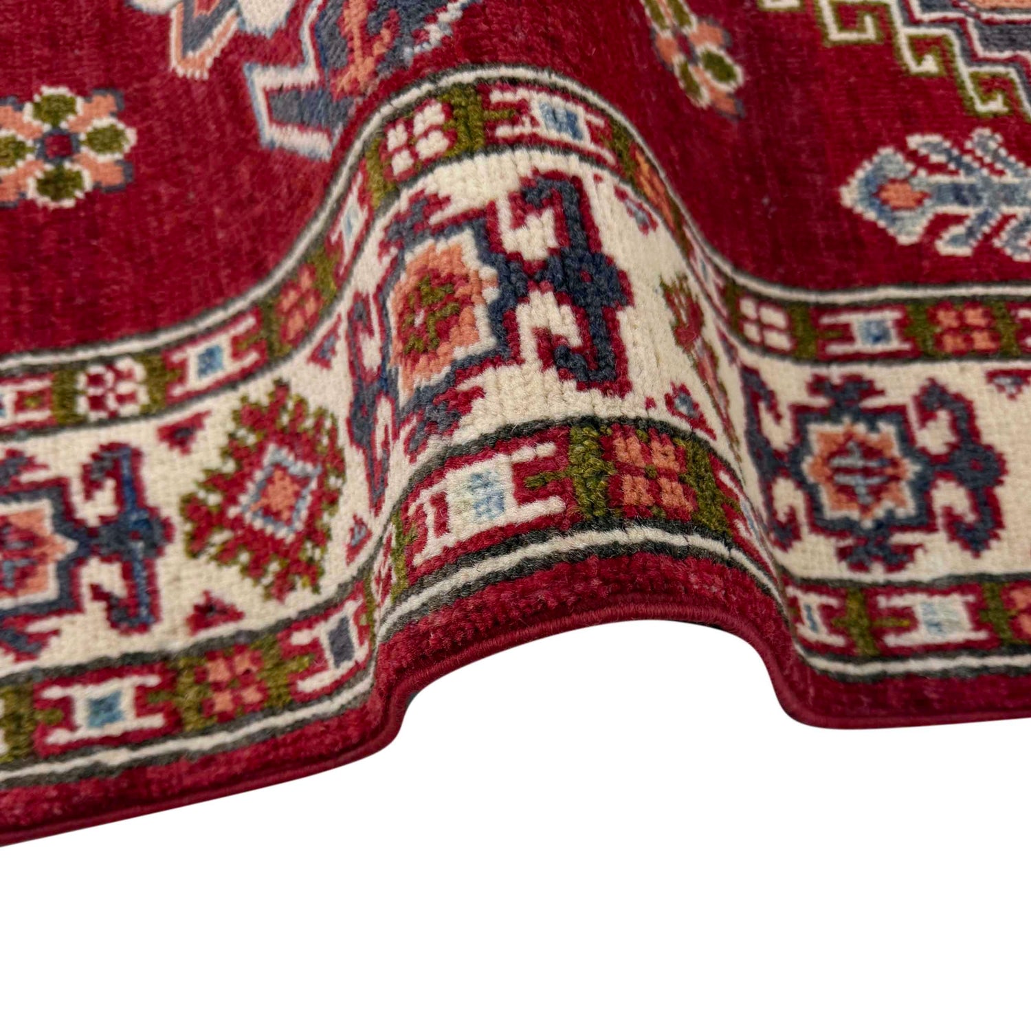 Kazak Rug Handmade Red Medallion 2x4 ft