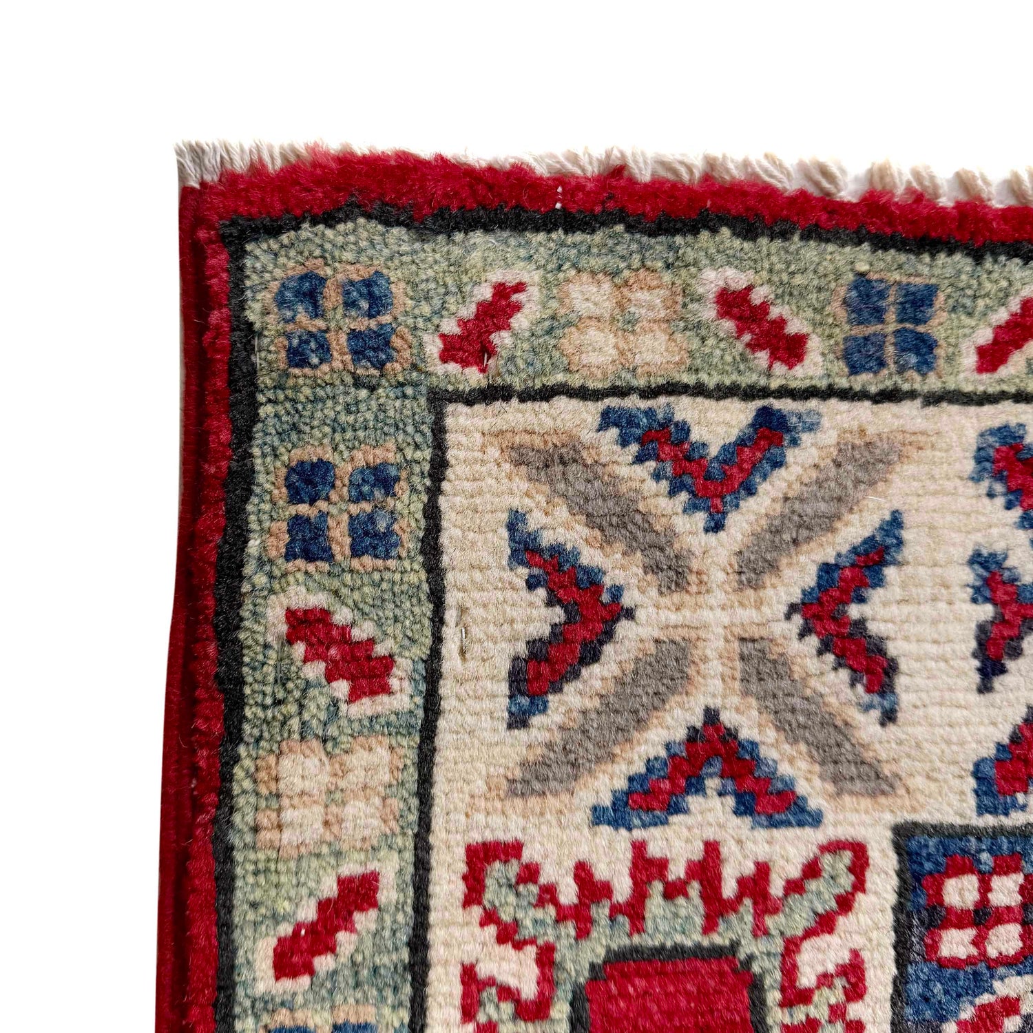 Kazak Rug Handmade Red Medallion 2x4 ft