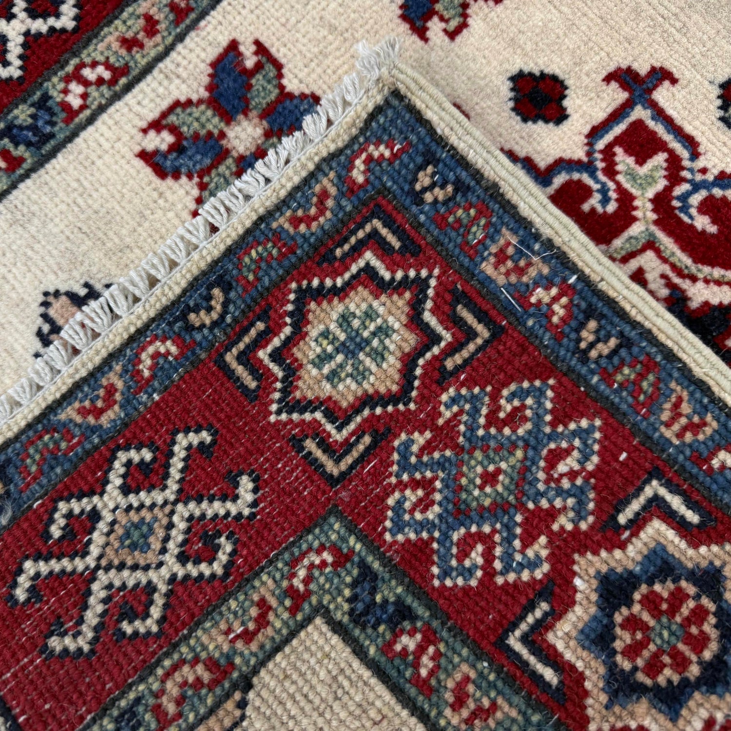 Kazak Rug Handmade Beige Medallion 2x4 ft