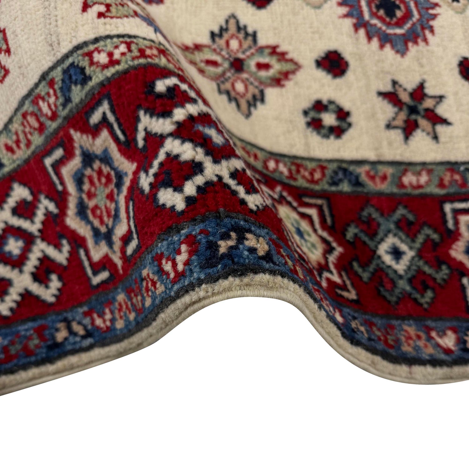 Kazak Rug Handmade Beige Medallion 2x4 ft