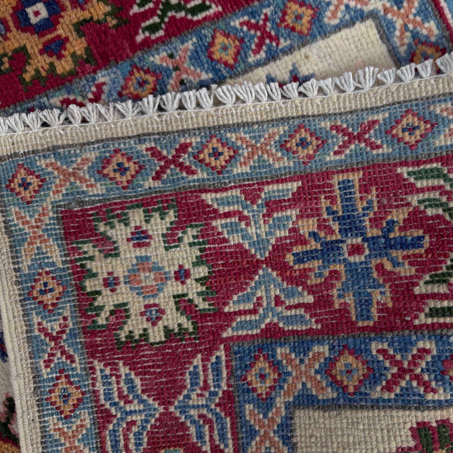 Kazak Rug Handmade Beige Medallion 2x4 ft