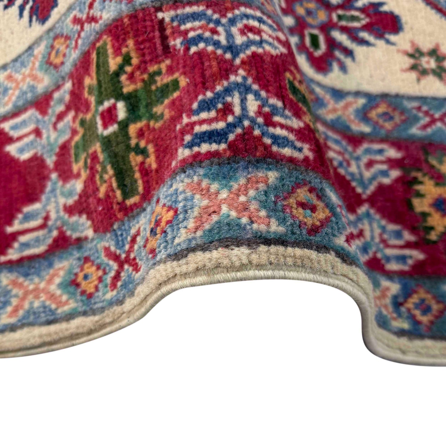 Kazak Rug Handmade Beige Medallion 2x4 ft
