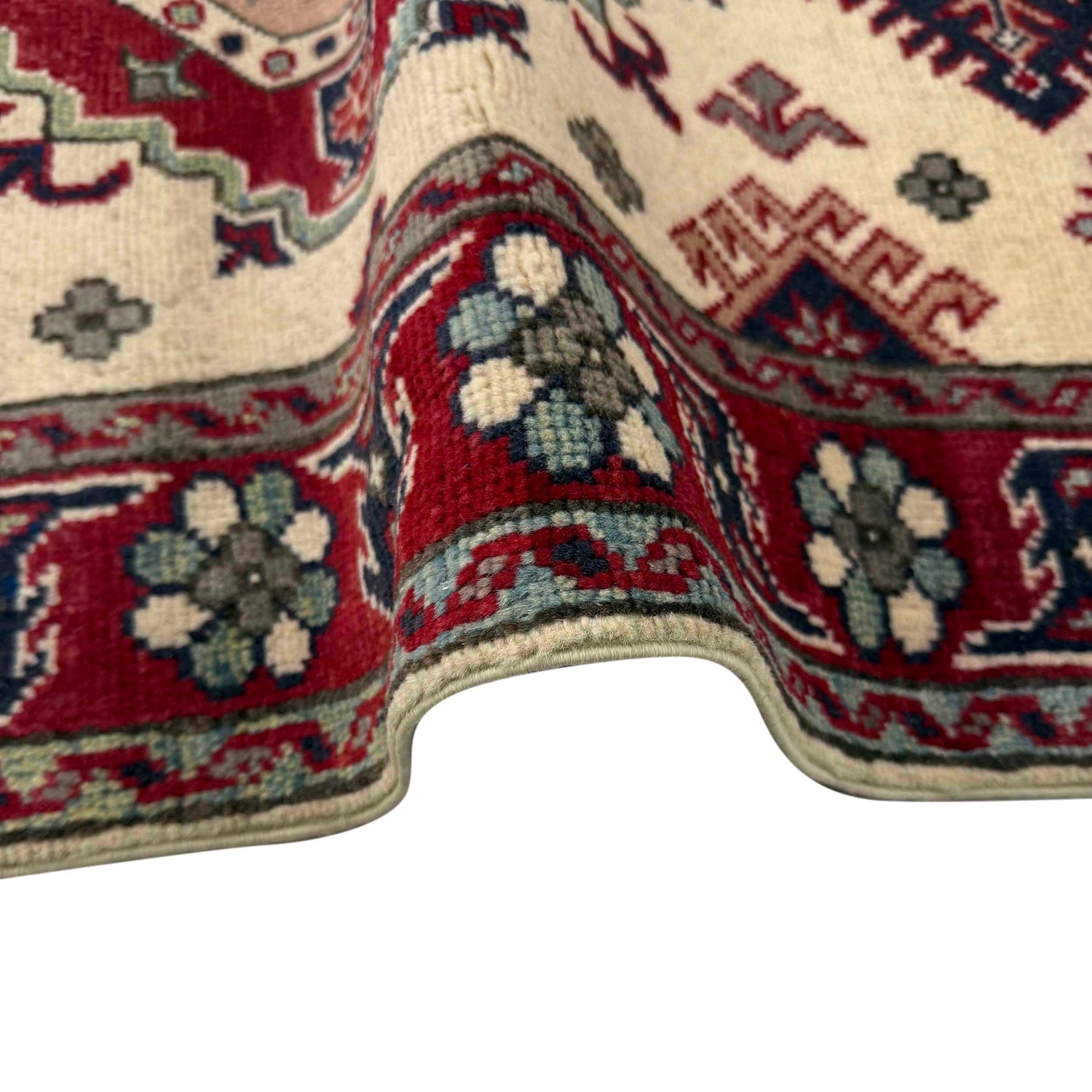 Kazak Rug Handmade Beige Medallion 2x4 ft