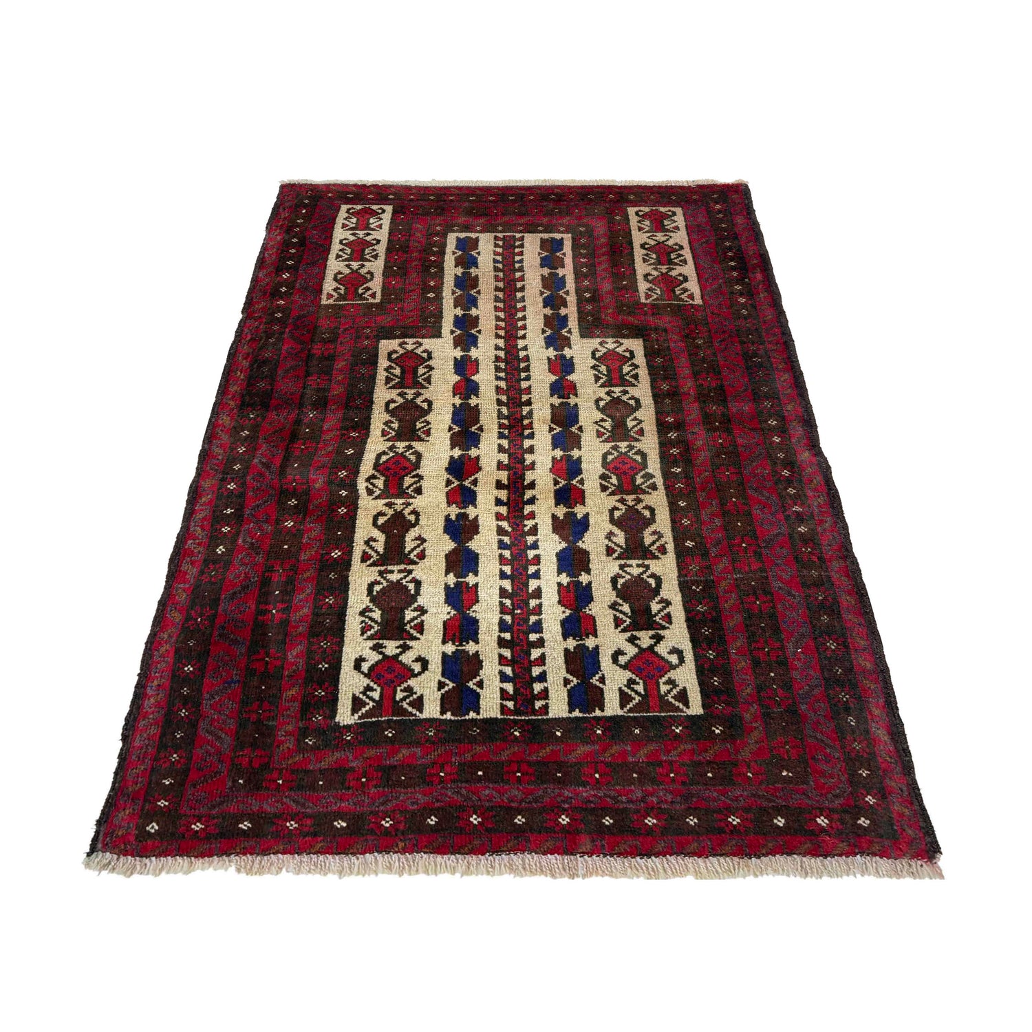 Baluchi Rug Handmade Multi Prayer Design 3x5 ft