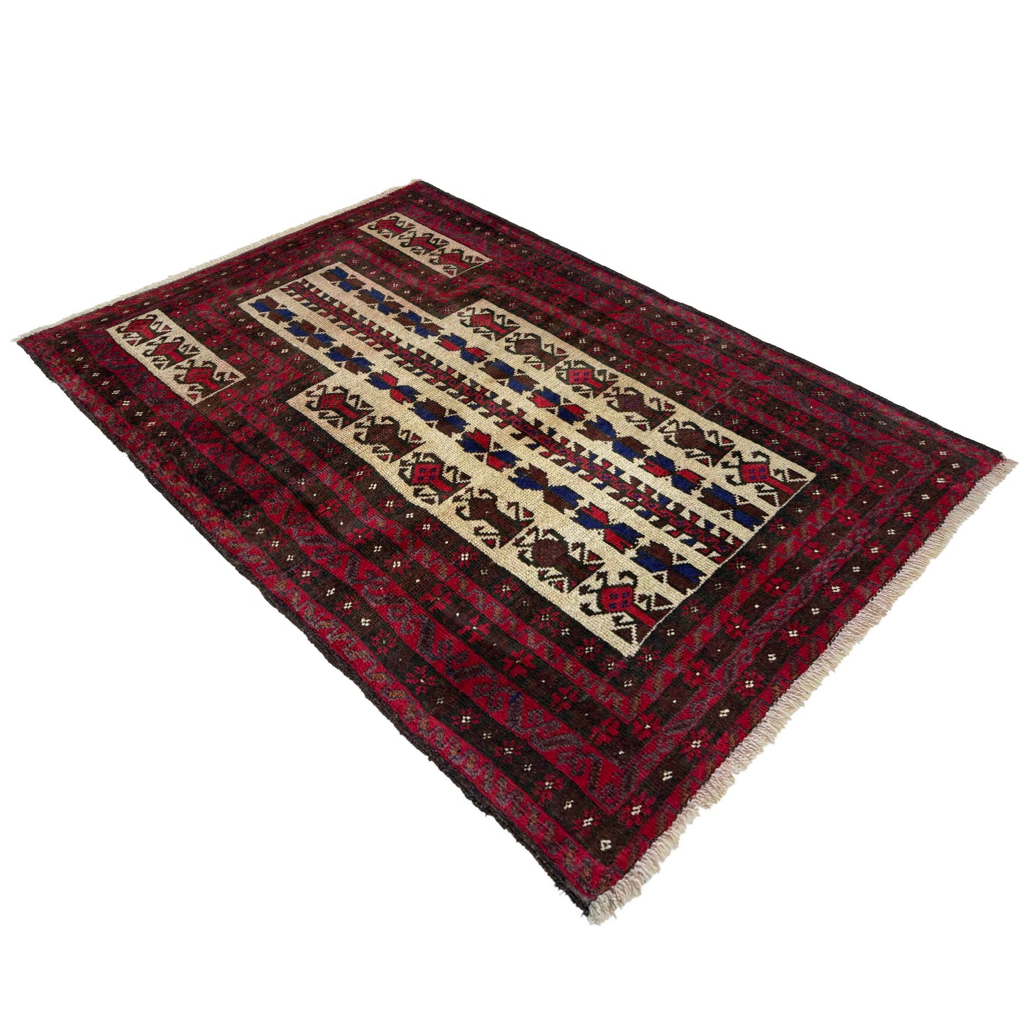 Baluchi Rug Handmade Multi Prayer Design 3x5 ft