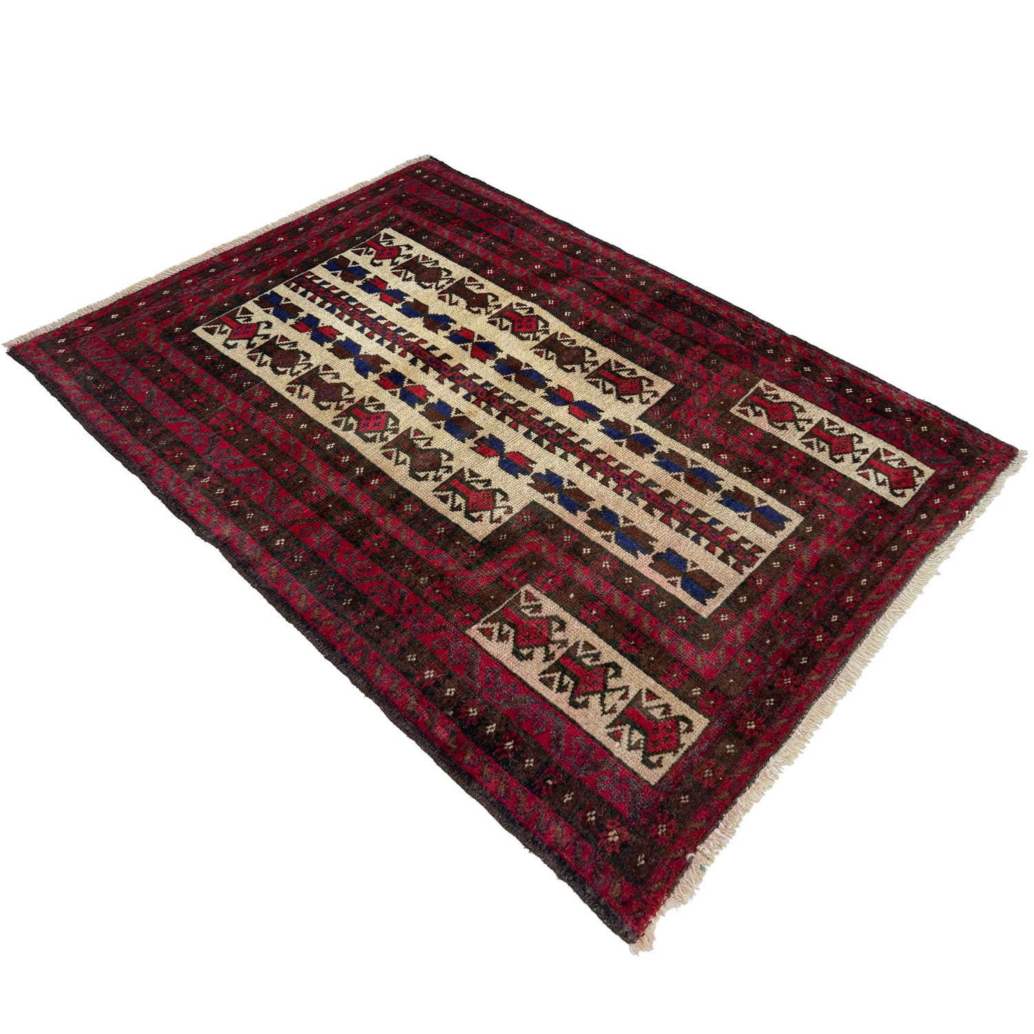 Baluchi Rug Handmade Multi Prayer Design 3x5 ft
