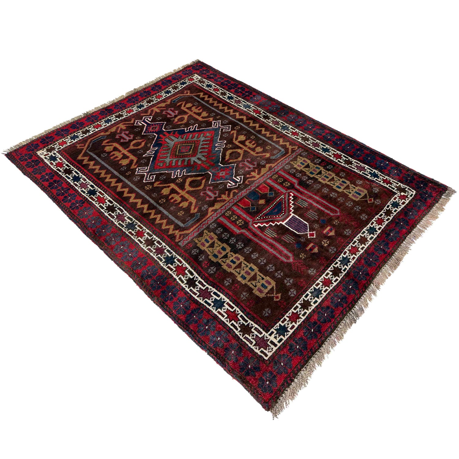 Baluchi Rug Handmade Multi Prayer Design 2x4 ft