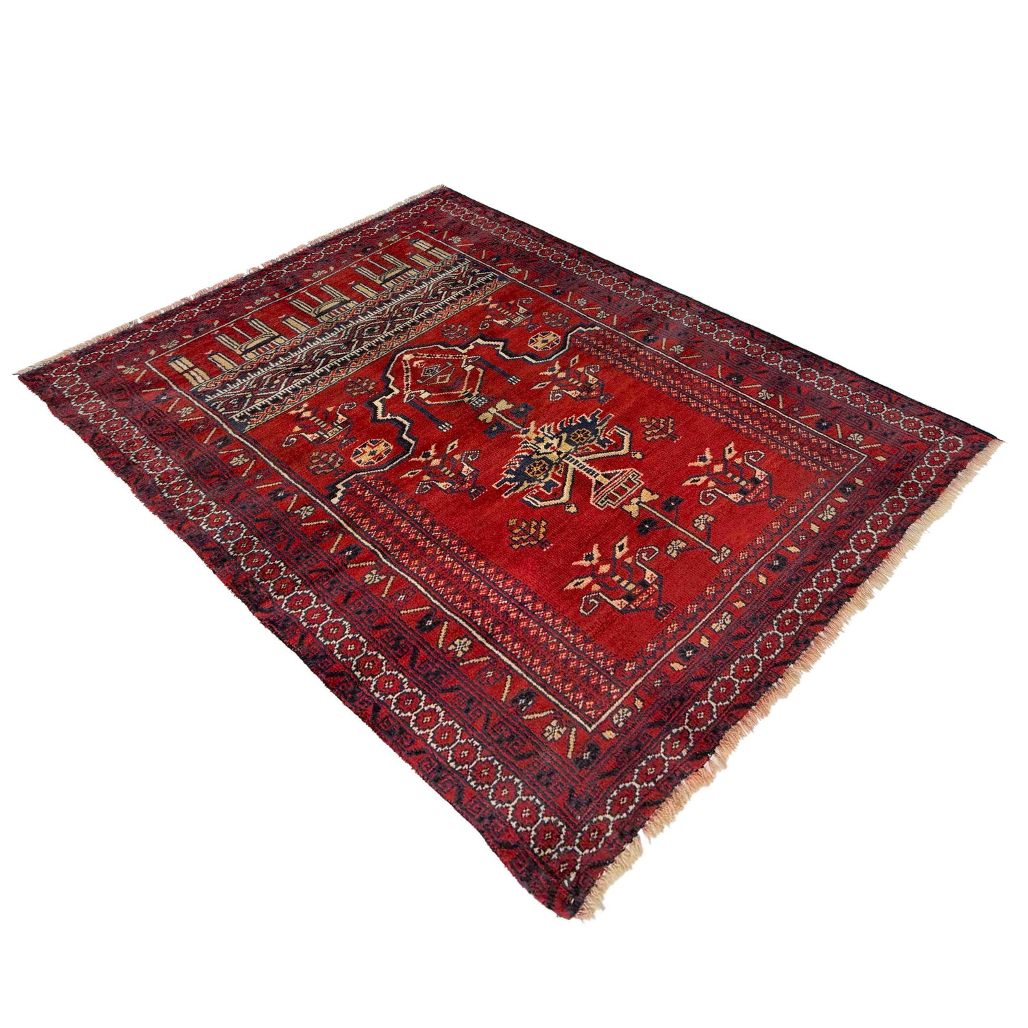 Baluchi Rug Handmade Red Prayer Design 2x4 ft