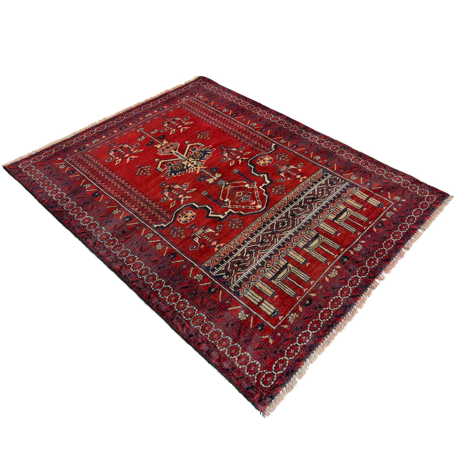 Baluchi Rug Handmade Red Prayer Design 2x4 ft