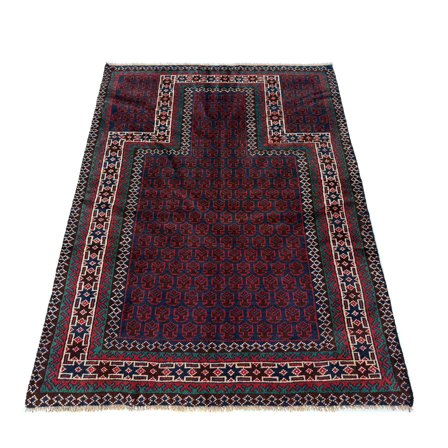 Baluchi Rug Handmade Red Prayer Design 3x5 ft