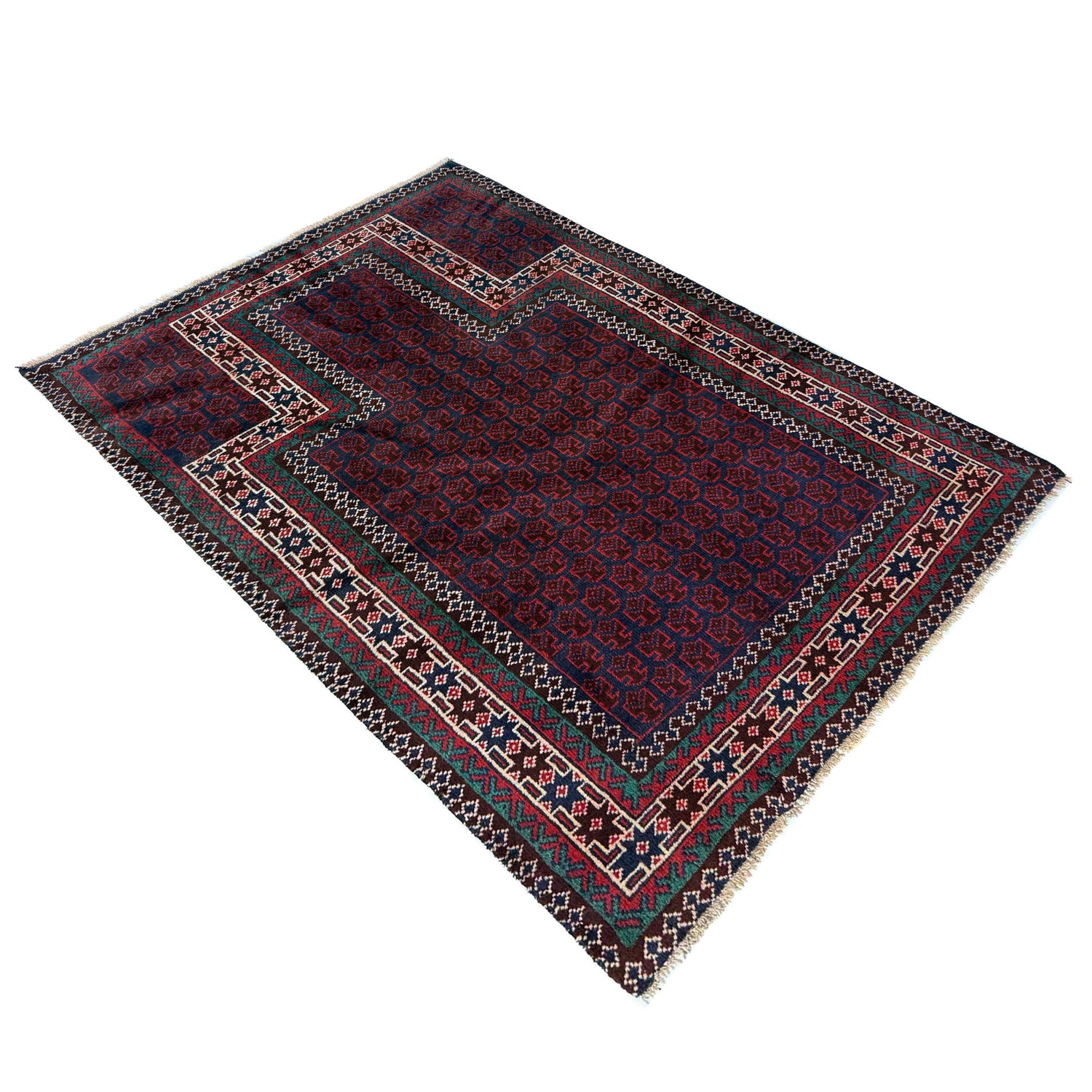 Baluchi Rug Handmade Red Prayer Design 3x5 ft