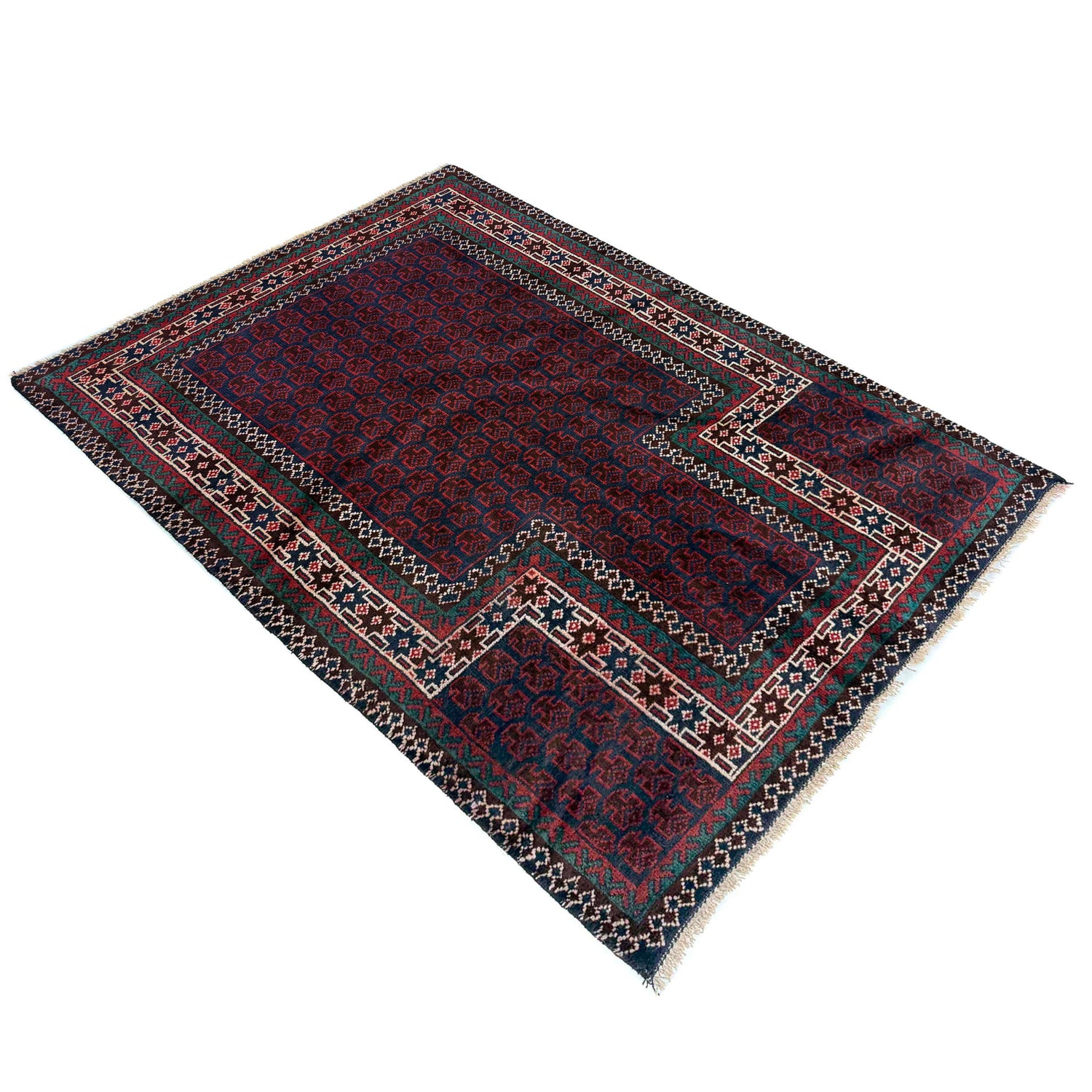 Baluchi Rug Handmade Red Prayer Design 3x5 ft