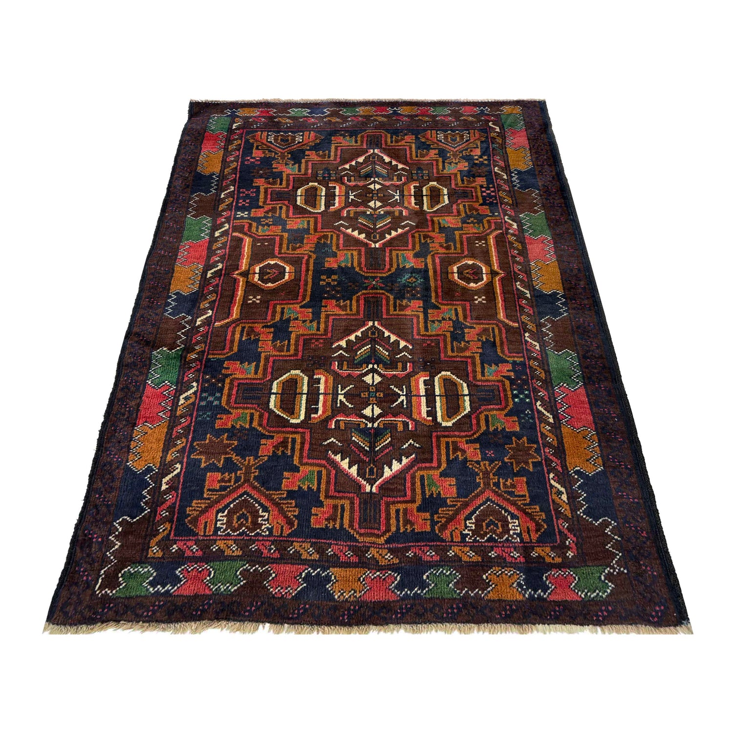 Baluchi Rug Handmade Multi Geometric 3x5 ft