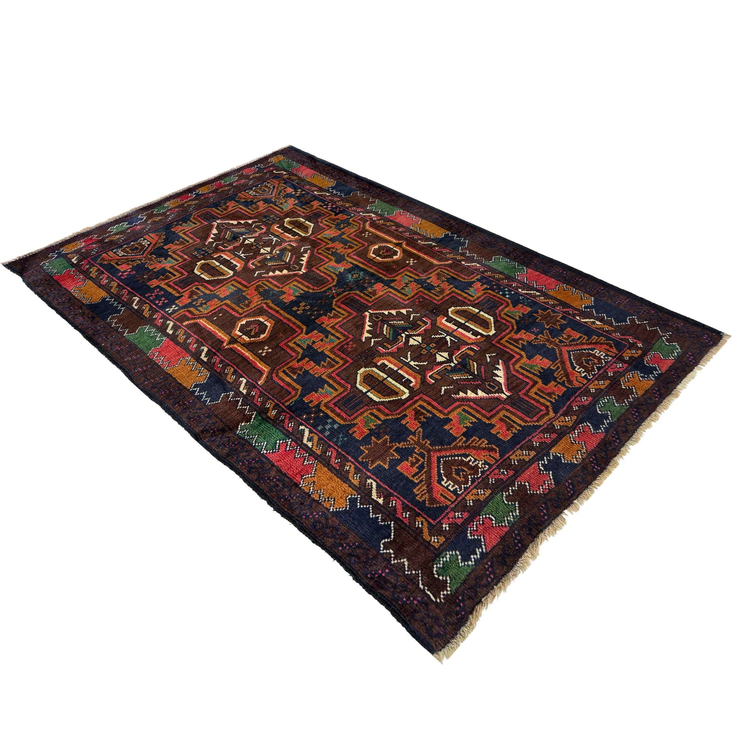 Baluchi Rug Handmade Multi Geometric 3x5 ft