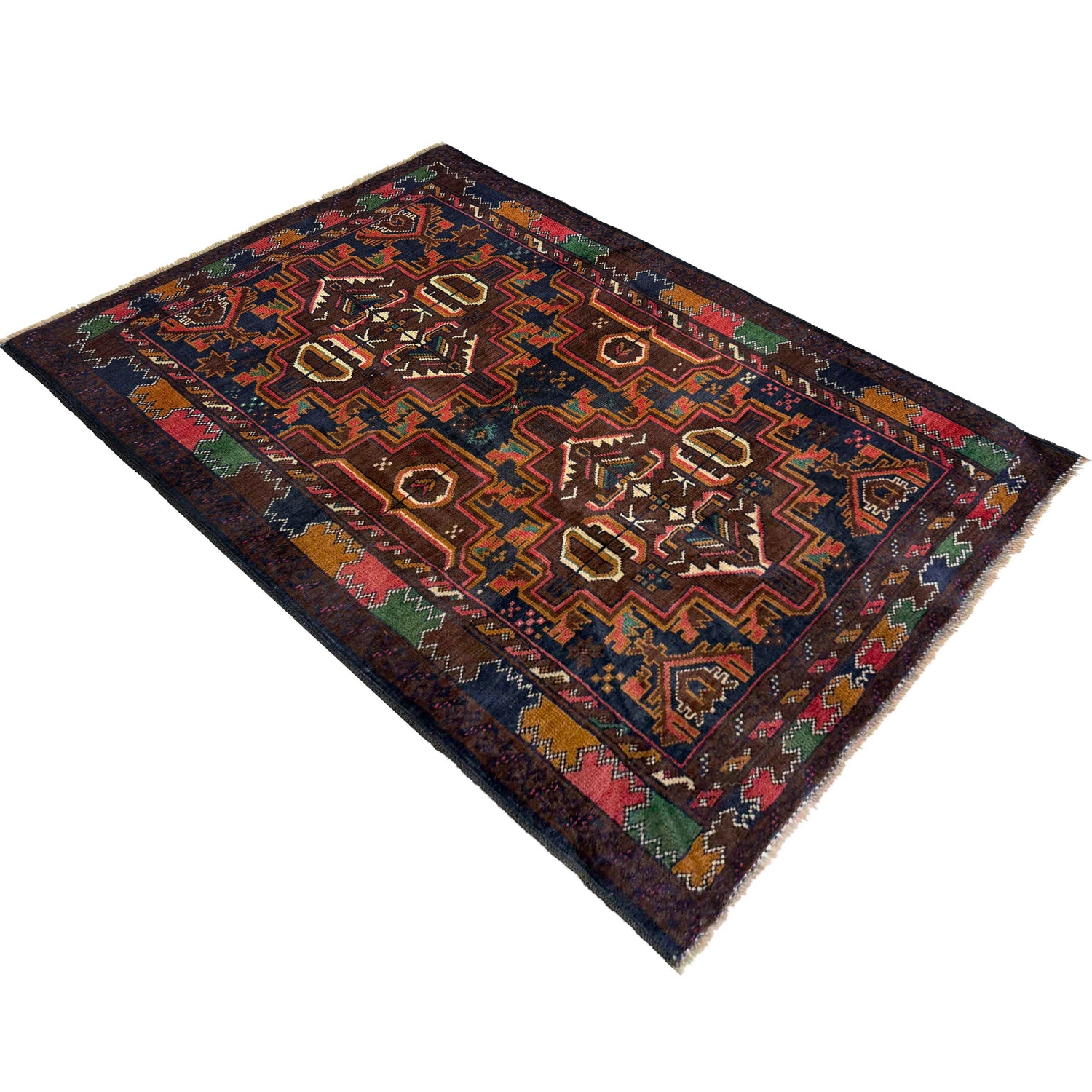 Baluchi Rug Handmade Multi Geometric 3x5 ft