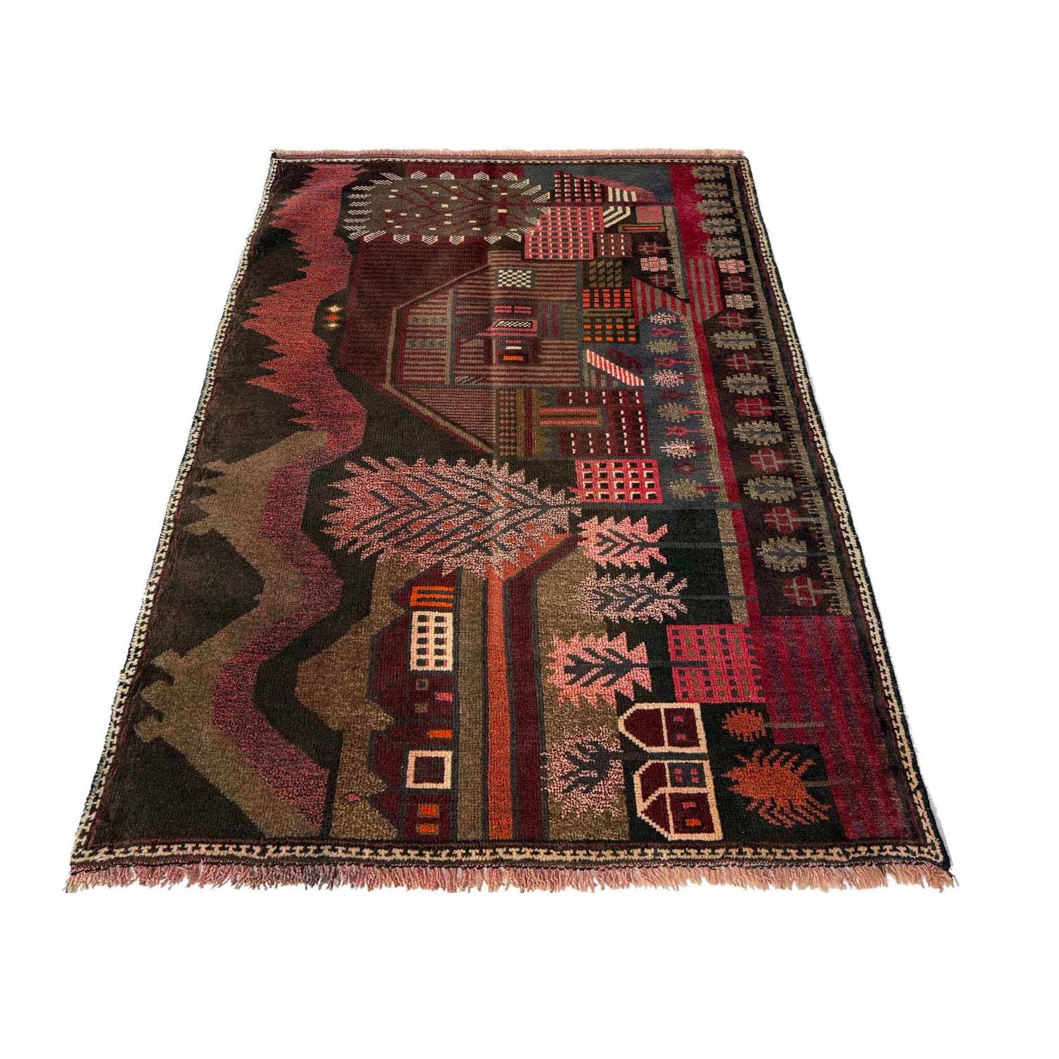 Pictorial Rug Handmade Multi Design