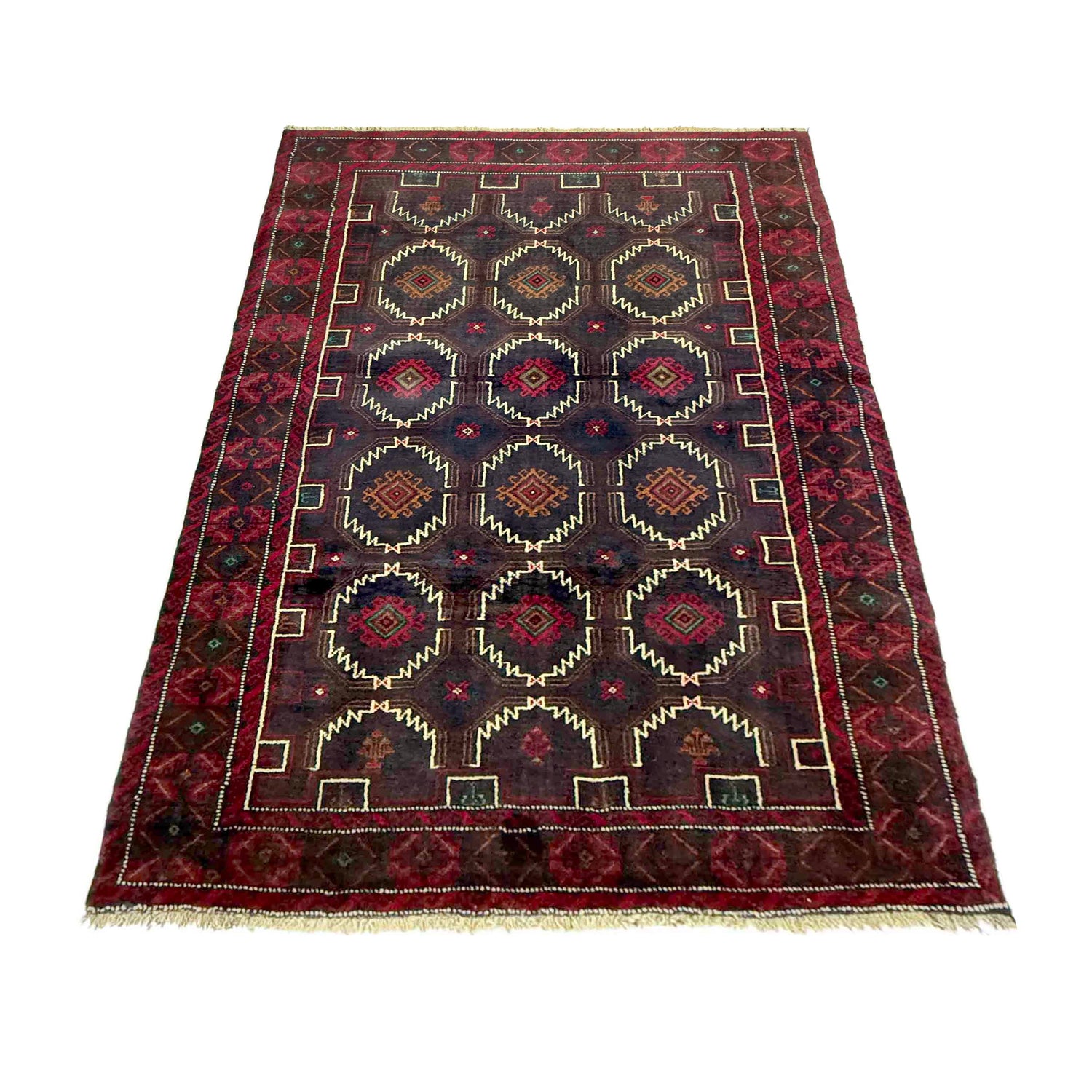 Baluchi Rug Handmade Multi Geometric 4x6 ft