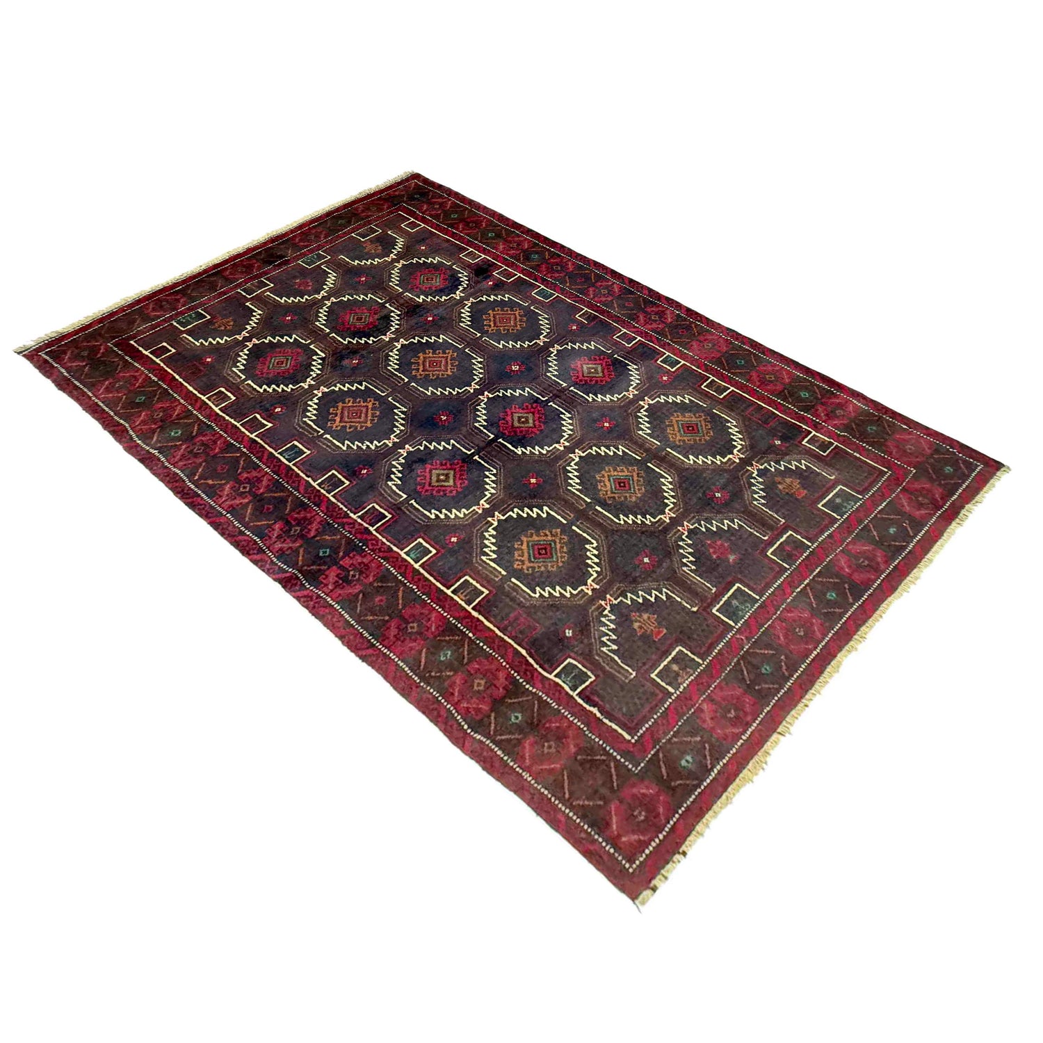 Baluchi Rug Handmade Multi Geometric 4x6 ft