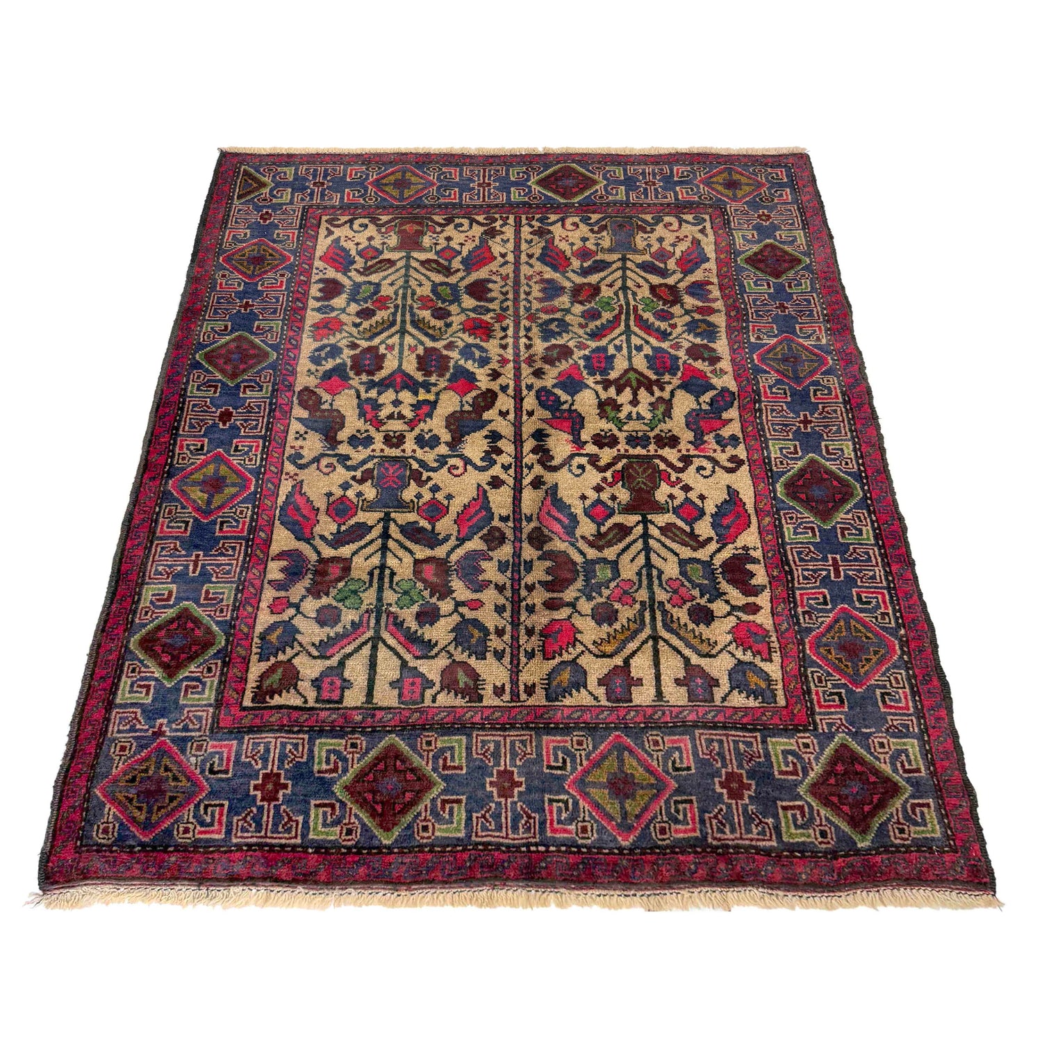 Baluchi Rug Handmade Multi Geometric 3x5 ft
