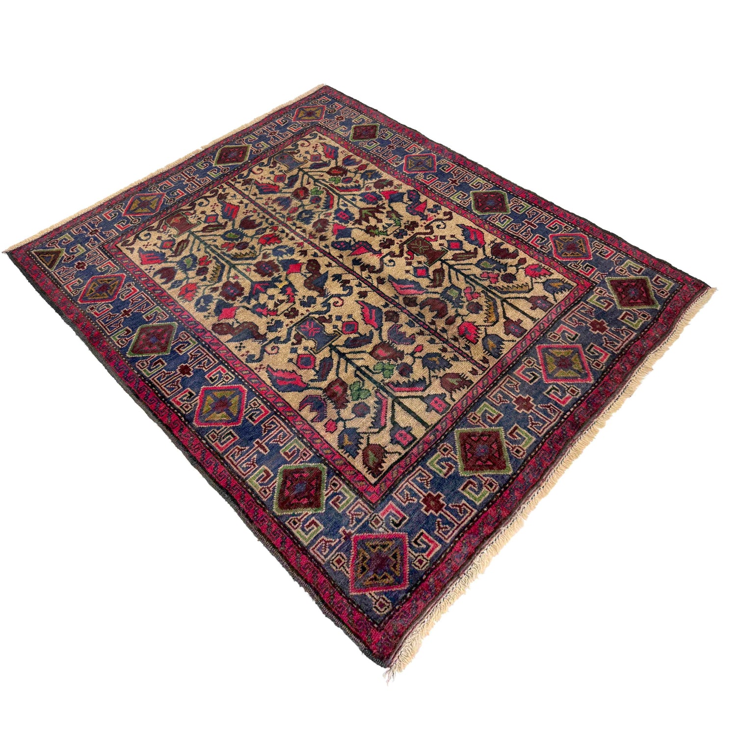 Baluchi Rug Handmade Multi Geometric 3x5 ft