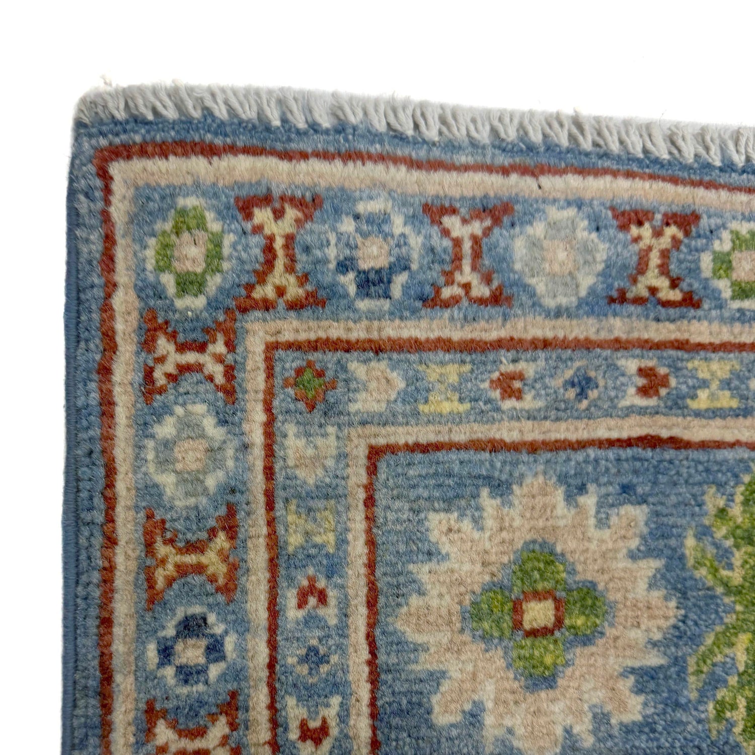 Kazak Rug Handmade Blue Medallion 4x7 ft