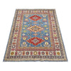 Kazak Rug Handmade Blue Medallion 4x7 ft