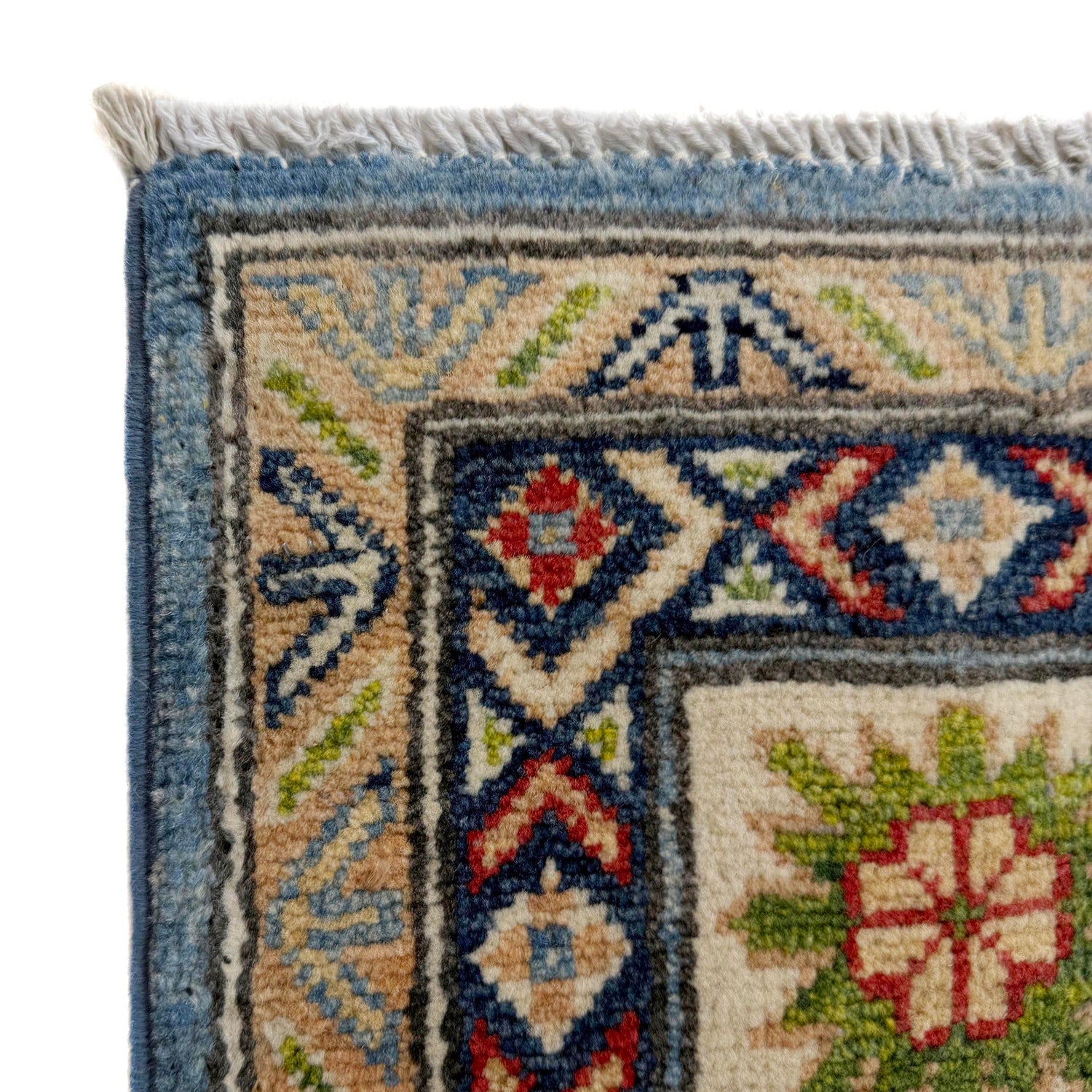 Kazak Rug Handmade Blue Medallion 4x7 ft