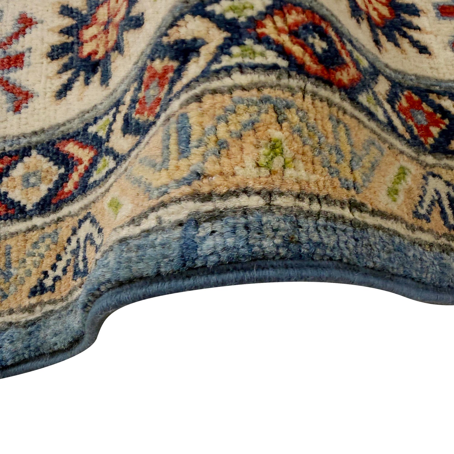 Kazak Rug Handmade Blue Medallion 4x7 ft