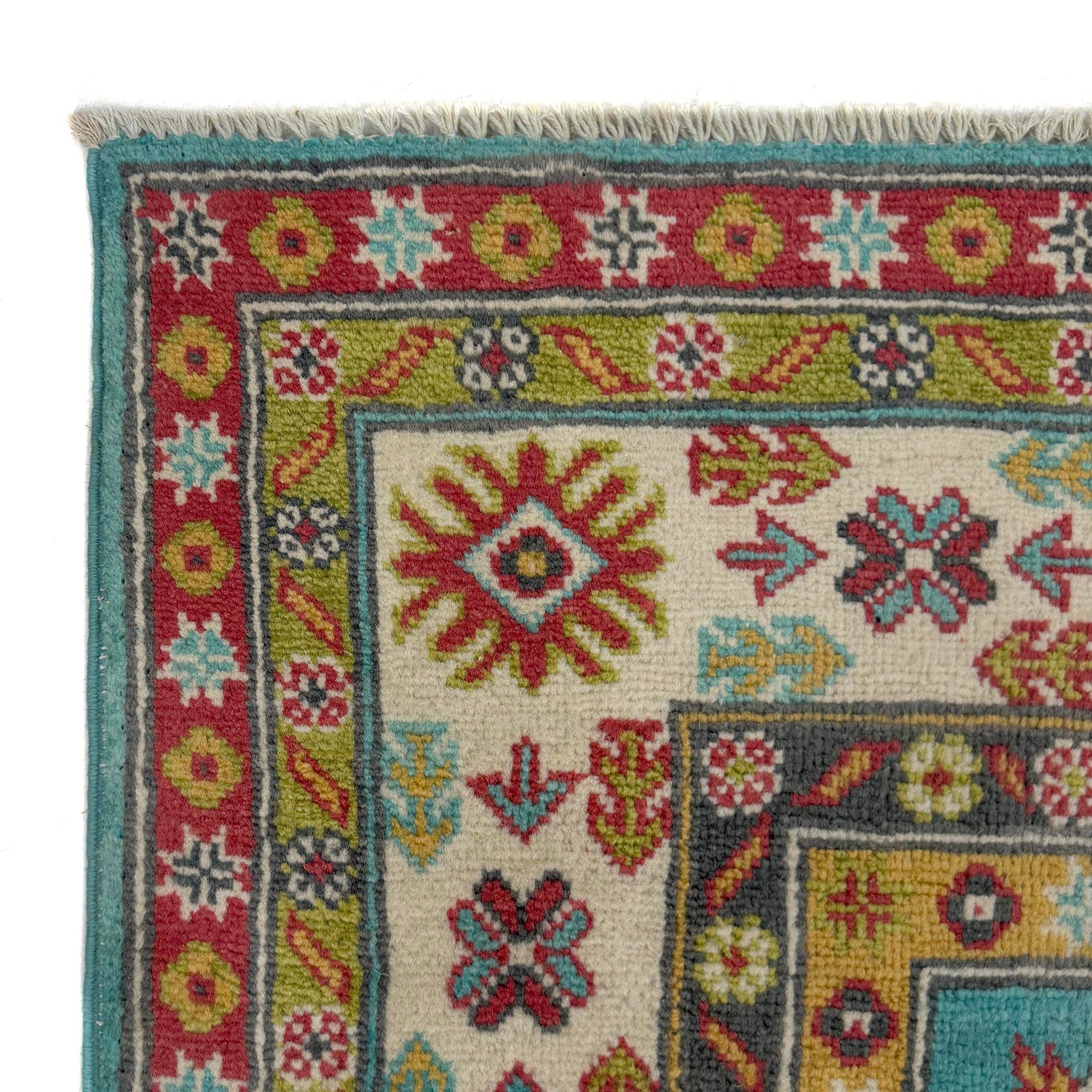 Kazak Rug Handmade Blue Medallion 4x7 ft