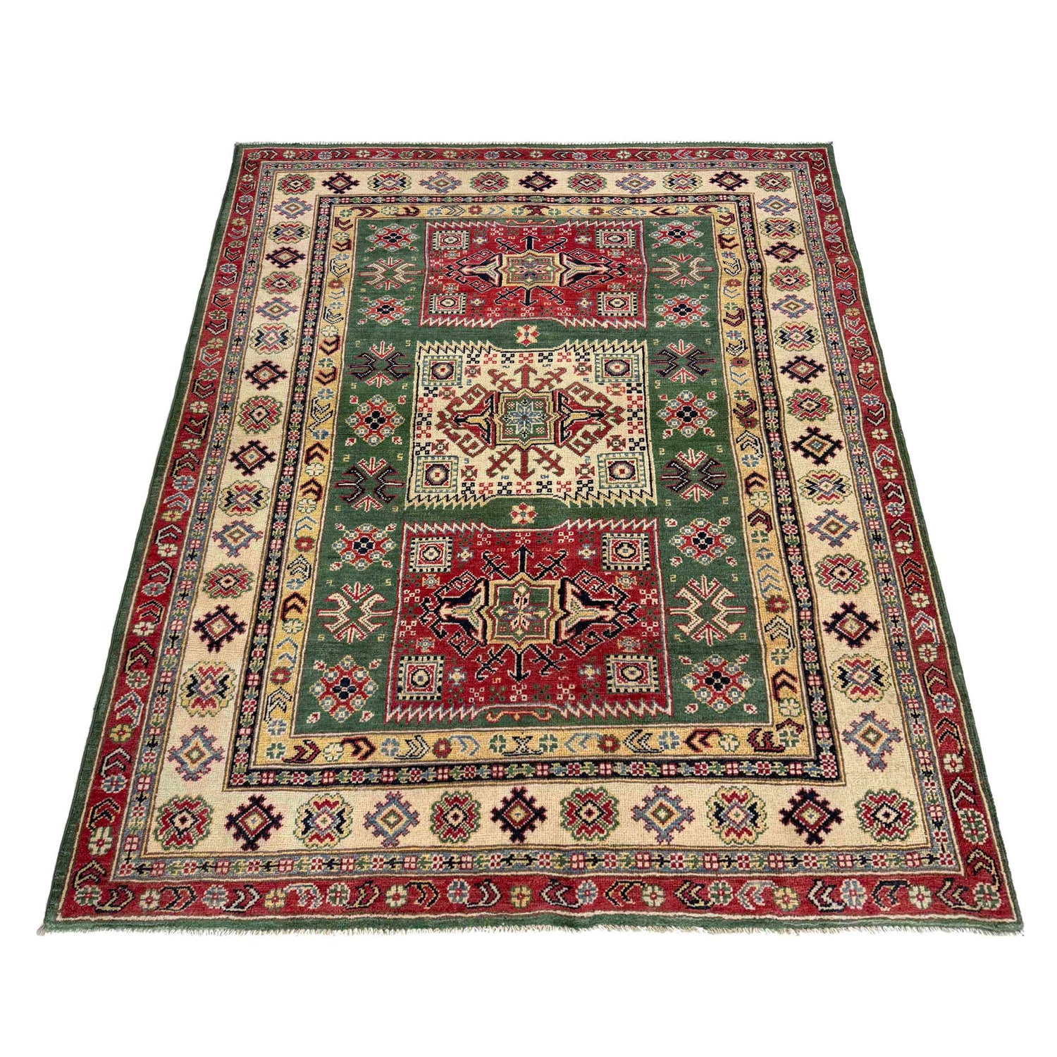 Kazak Rug Handmade Multi Medallion 4x7 ft