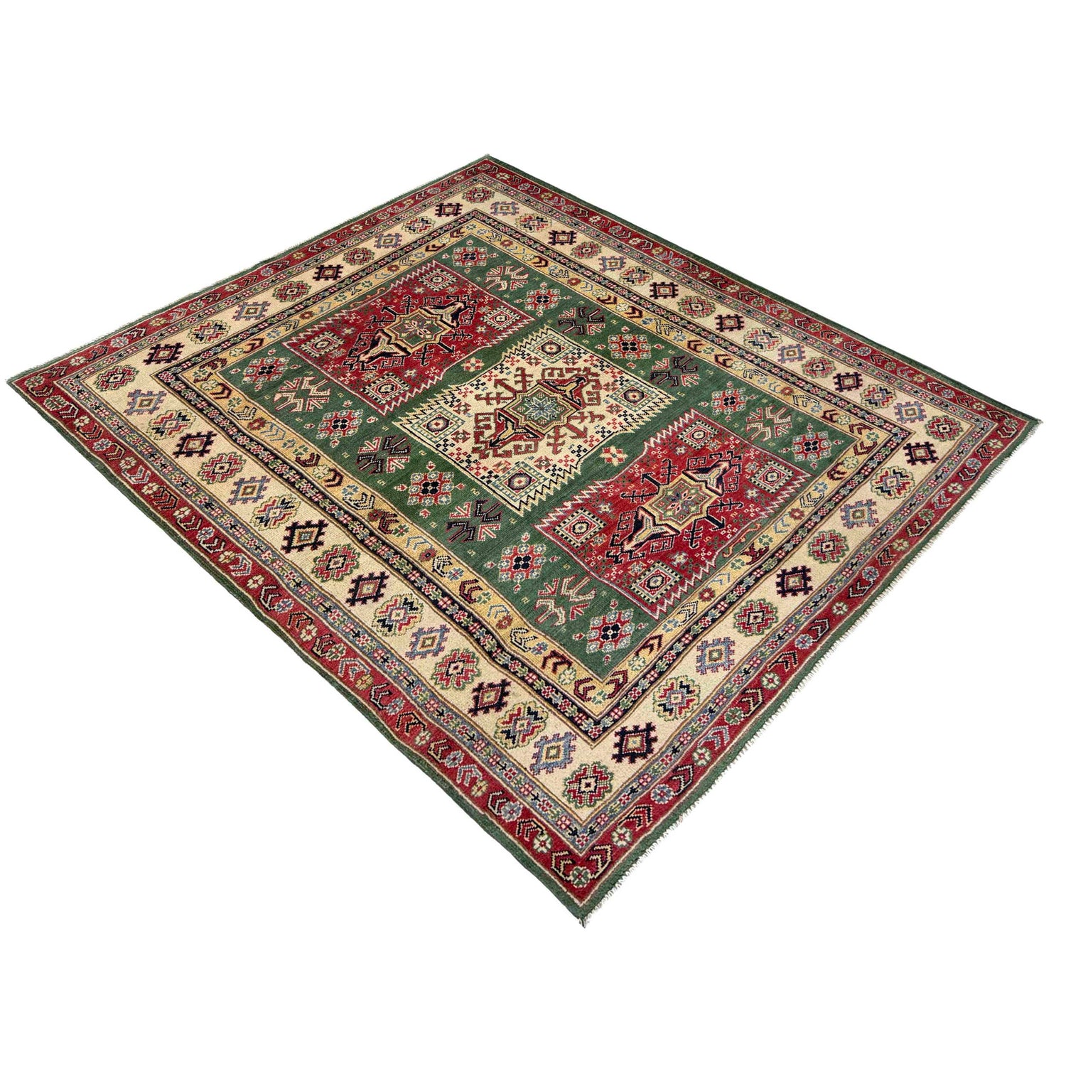 Kazak Rug Handmade Multi Medallion 4x7 ft