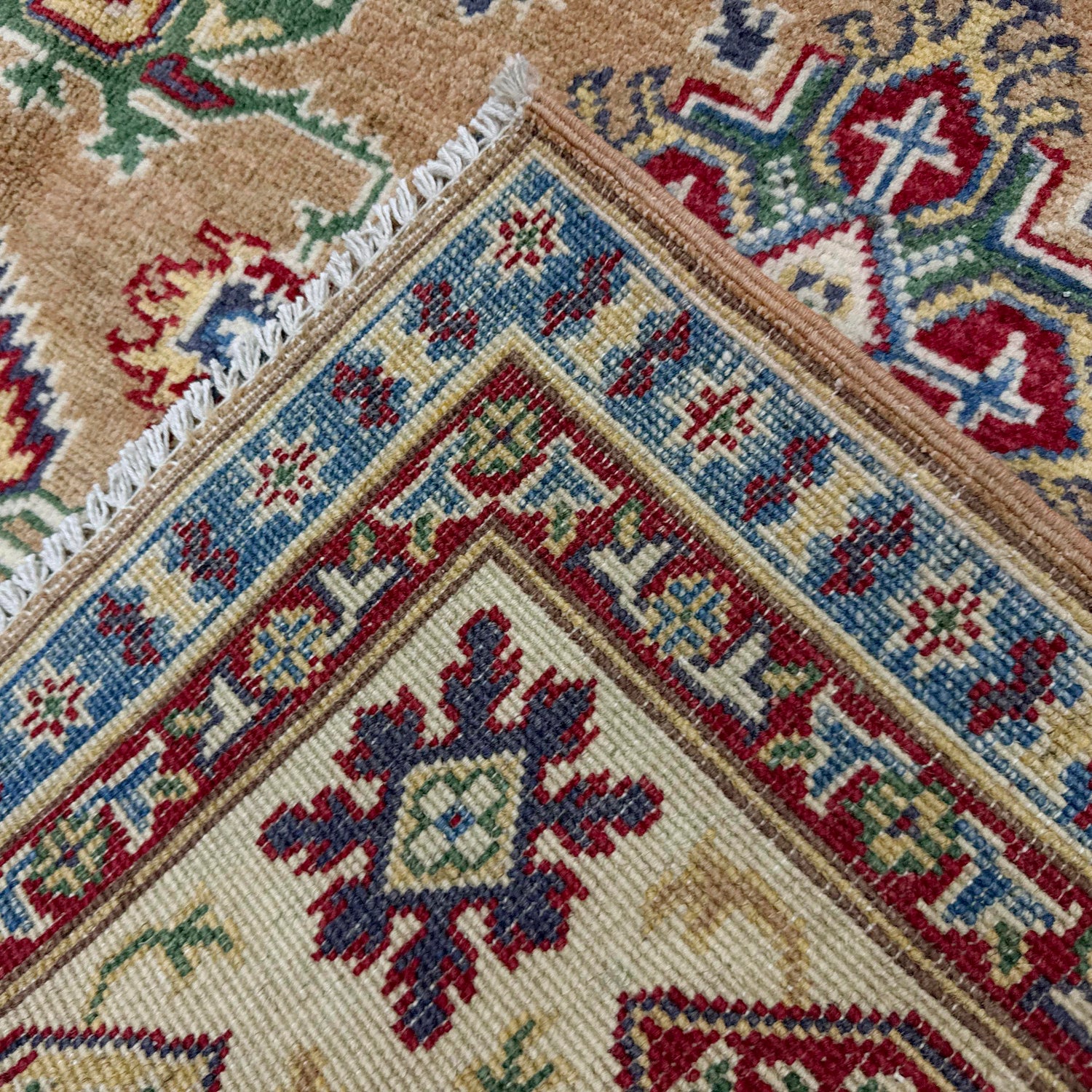 Kazak Rug Handmade Orange Medallion 4x7 ft