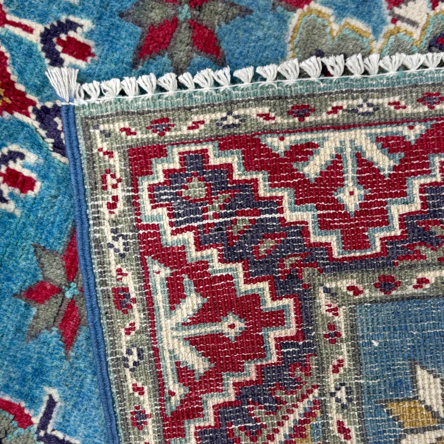 Kazak Rug Handmade Blue Medallion 10' Runner