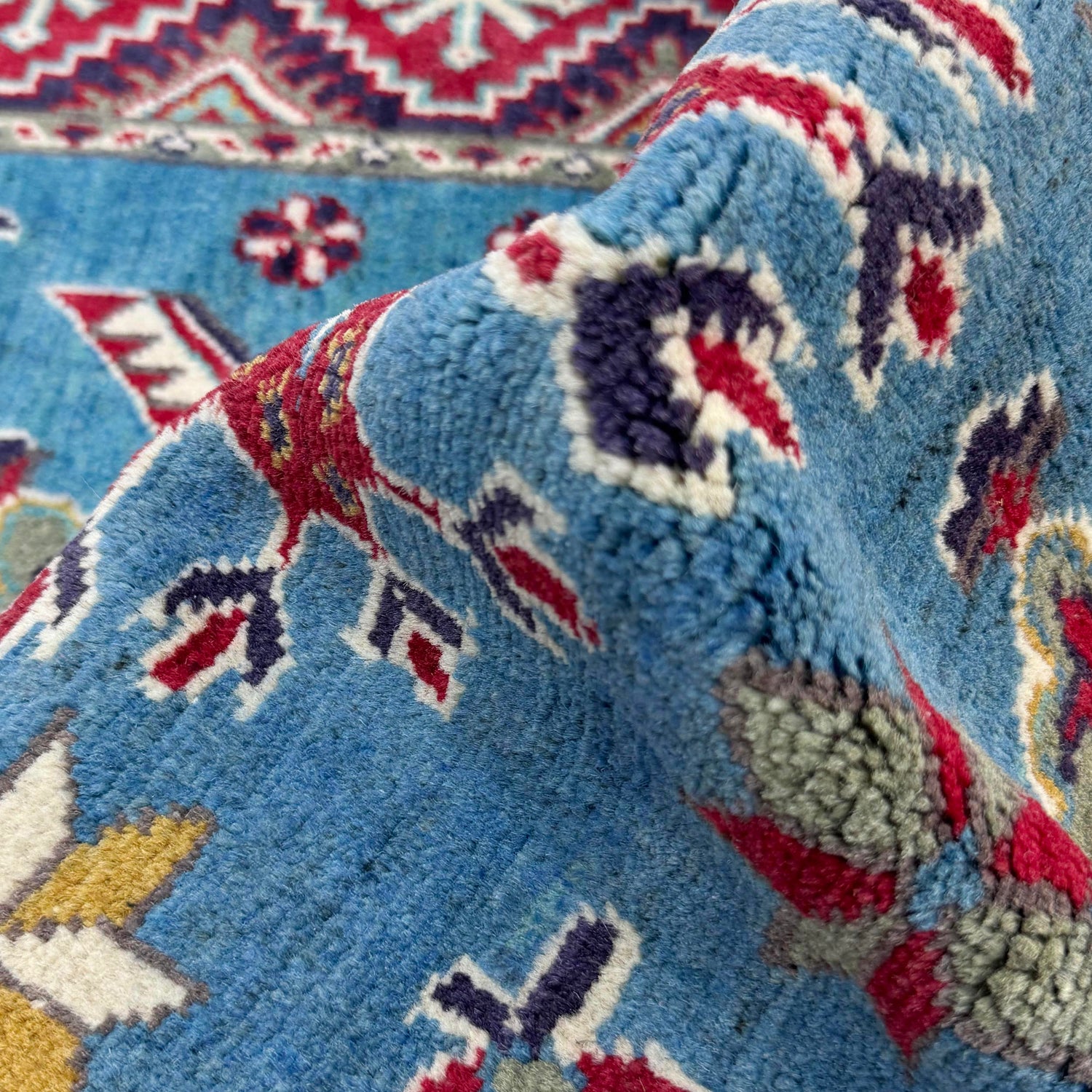 Kazak Rug Handmade Blue Medallion 10' Runner