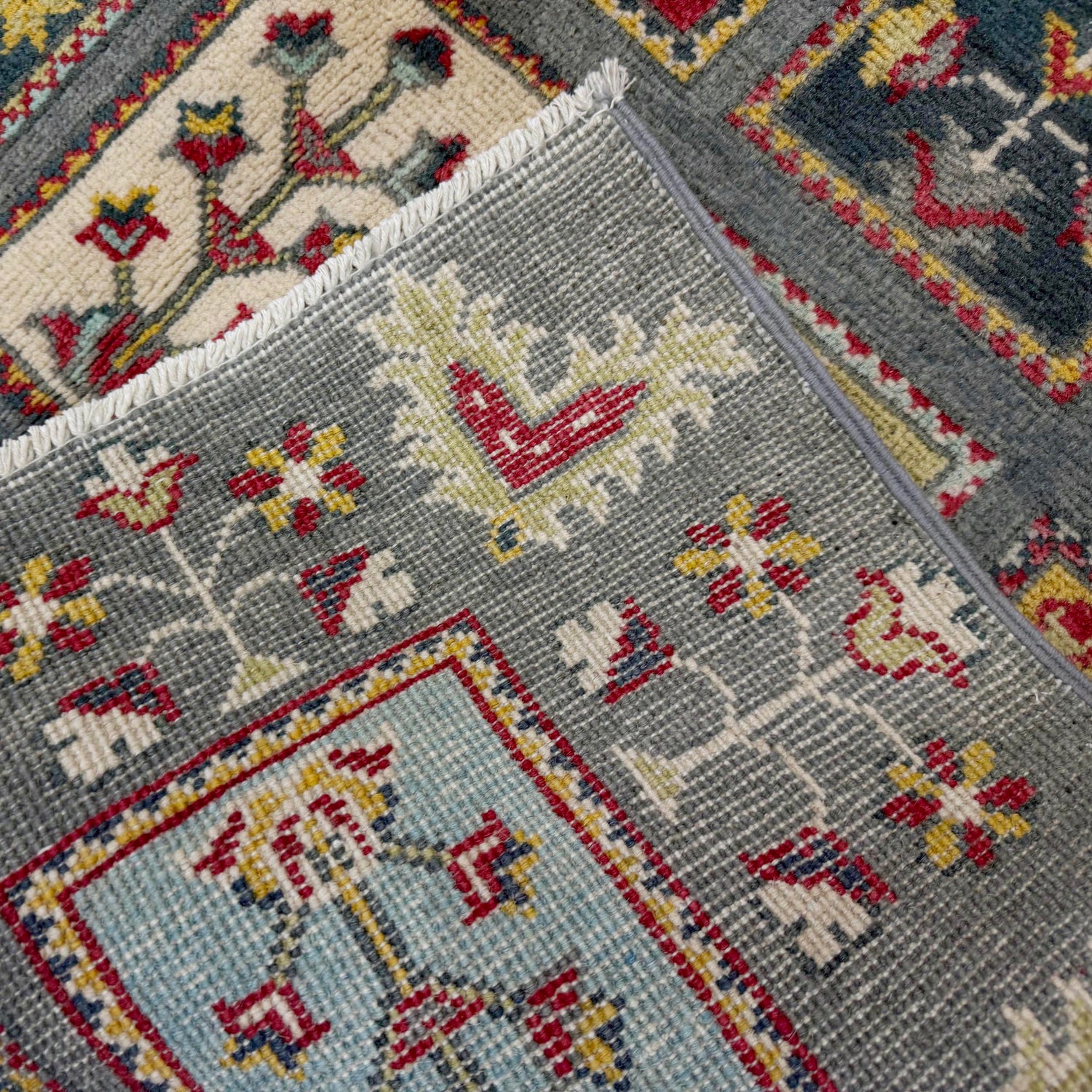 Bakhtiar Area Rug Handmade Gray Floral 4x6 ft