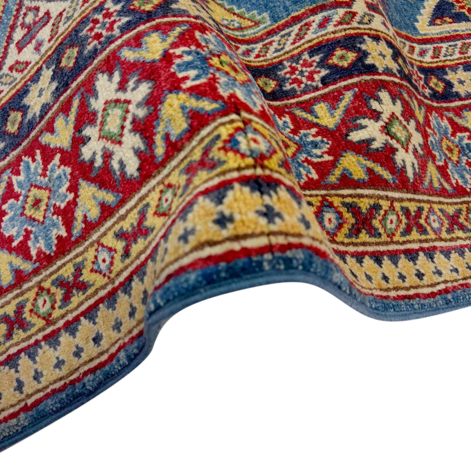 Kazak Rug Handmade Blue Medallion 4x6 ft