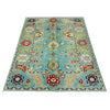 Sultani Area Rug Handmade Blue Floral 4x6 ft
