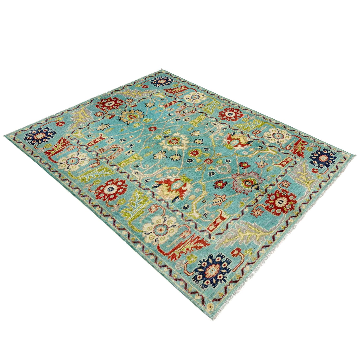 Sultani Area Rug Handmade Blue Floral 4x6 ft
