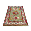 Kazak Rug Handmade Green Medallion 4x6 ft