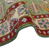 Kazak Rug Handmade Green Medallion 4x6 ft