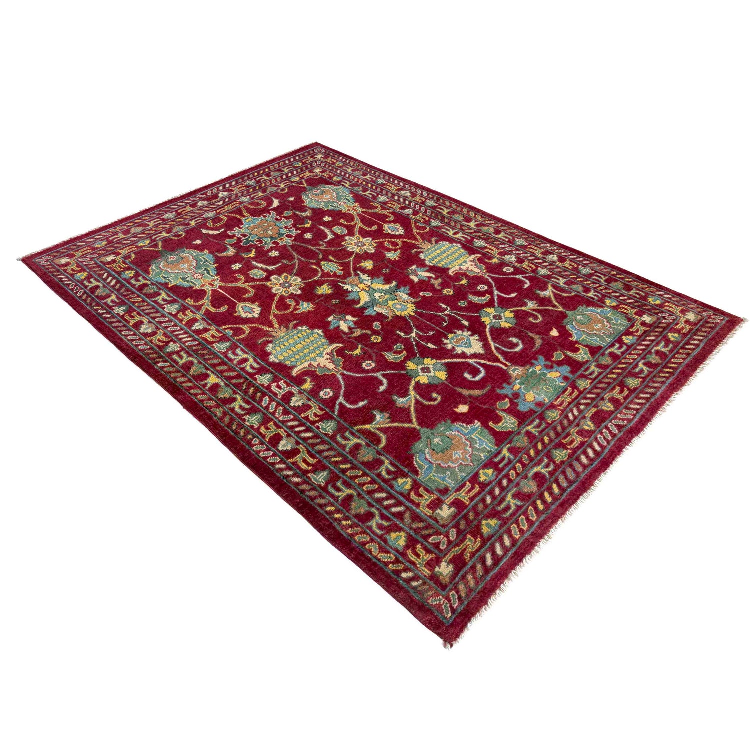 Sultani Area Rug Handmade Red Floral 4x6 ft