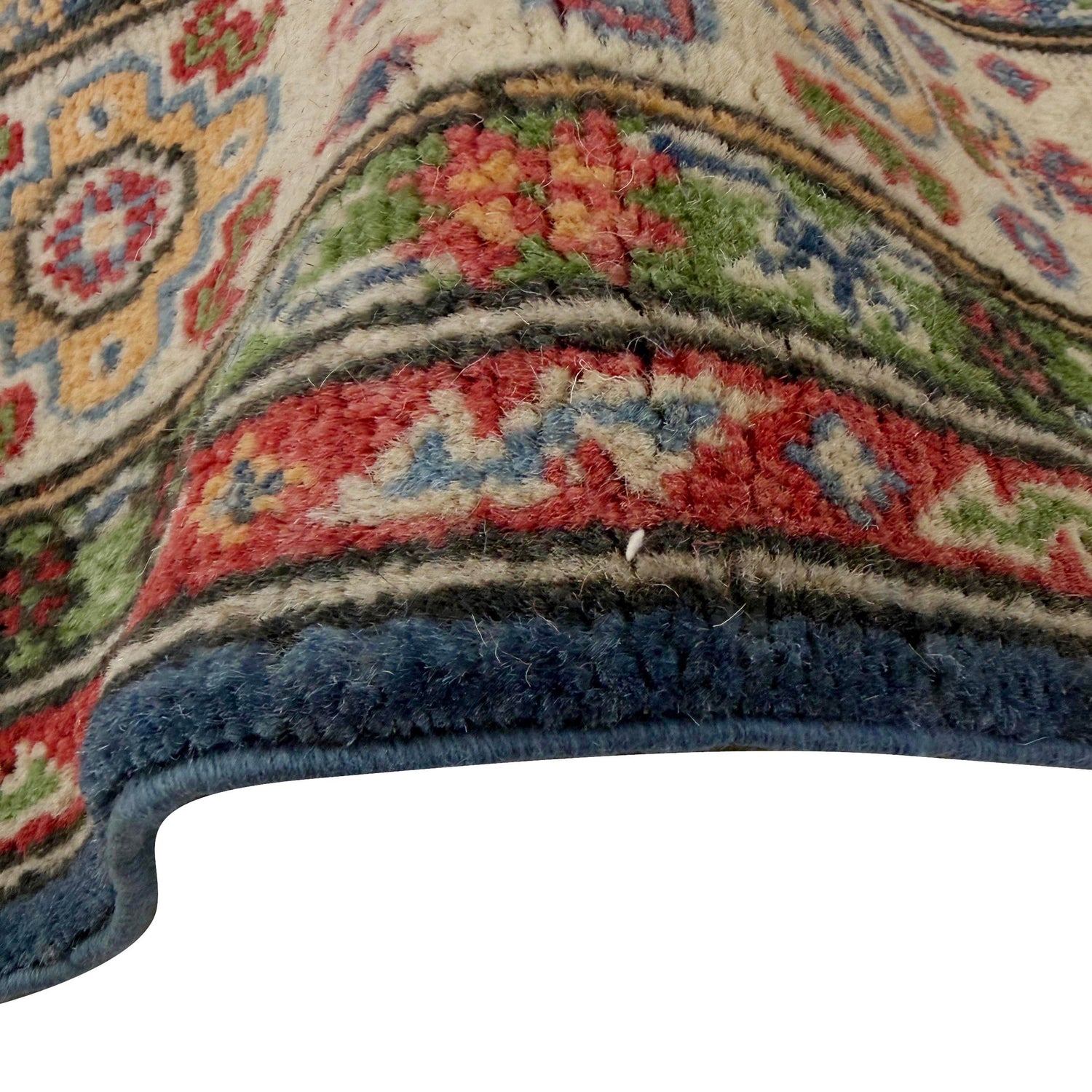 Kazak Rug Handmade Blue Medallion 4x7 ft