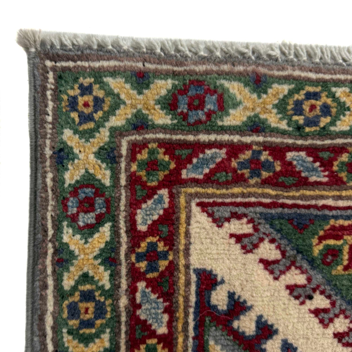 Kazak Rug Handmade Gray Medallion 4x7 ft