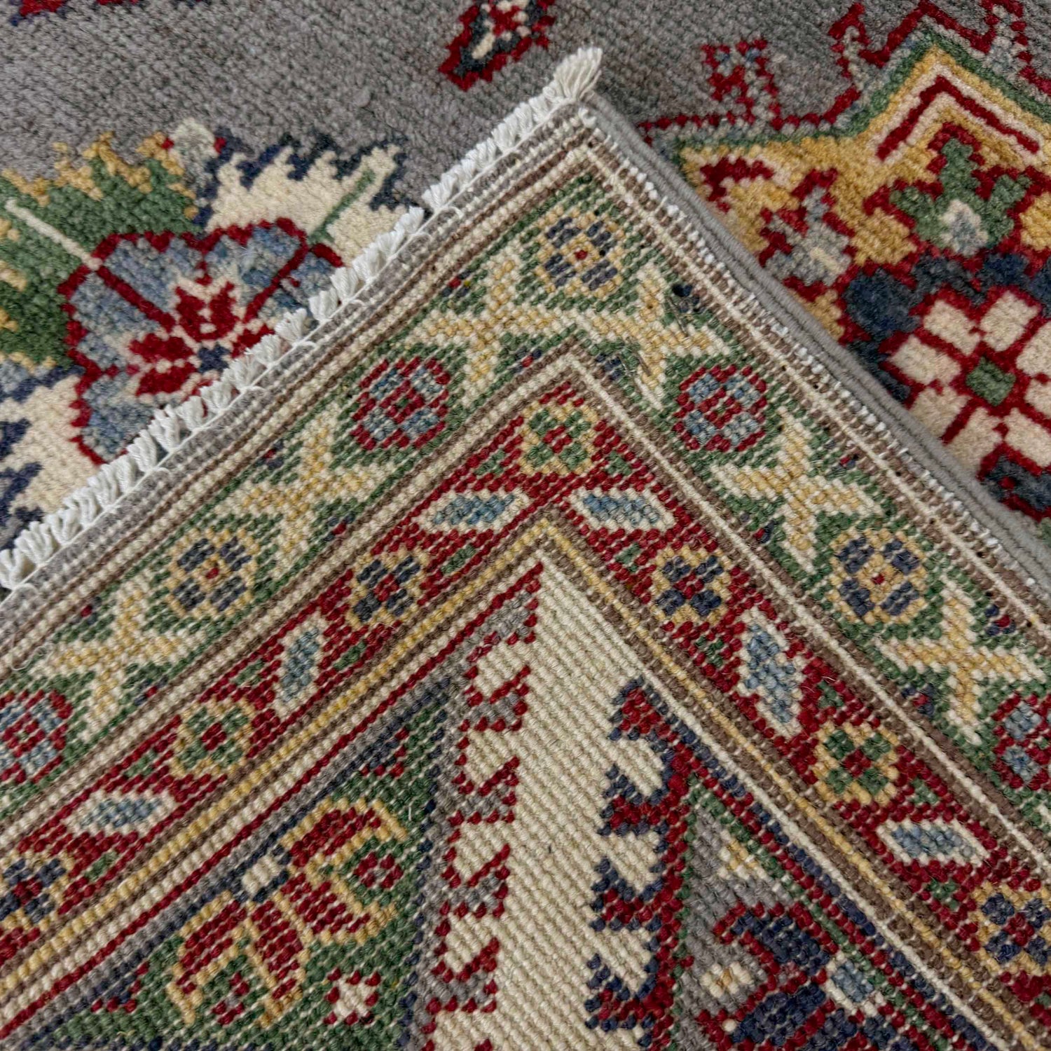 Kazak Rug Handmade Gray Medallion 4x7 ft