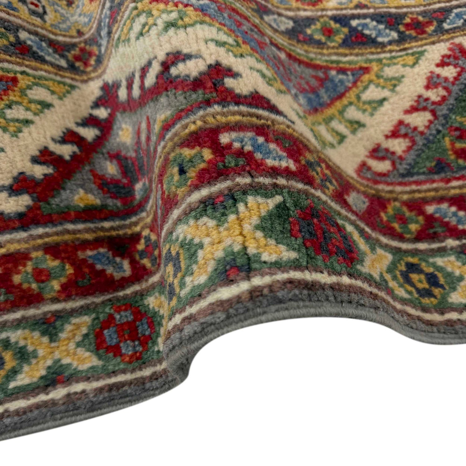 Kazak Rug Handmade Gray Medallion 4x7 ft