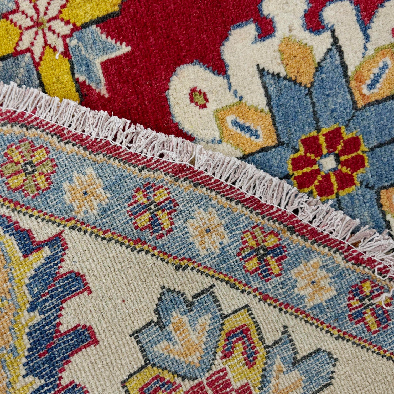 Kazak Rug Handmade Red Medallion 7x7 ft