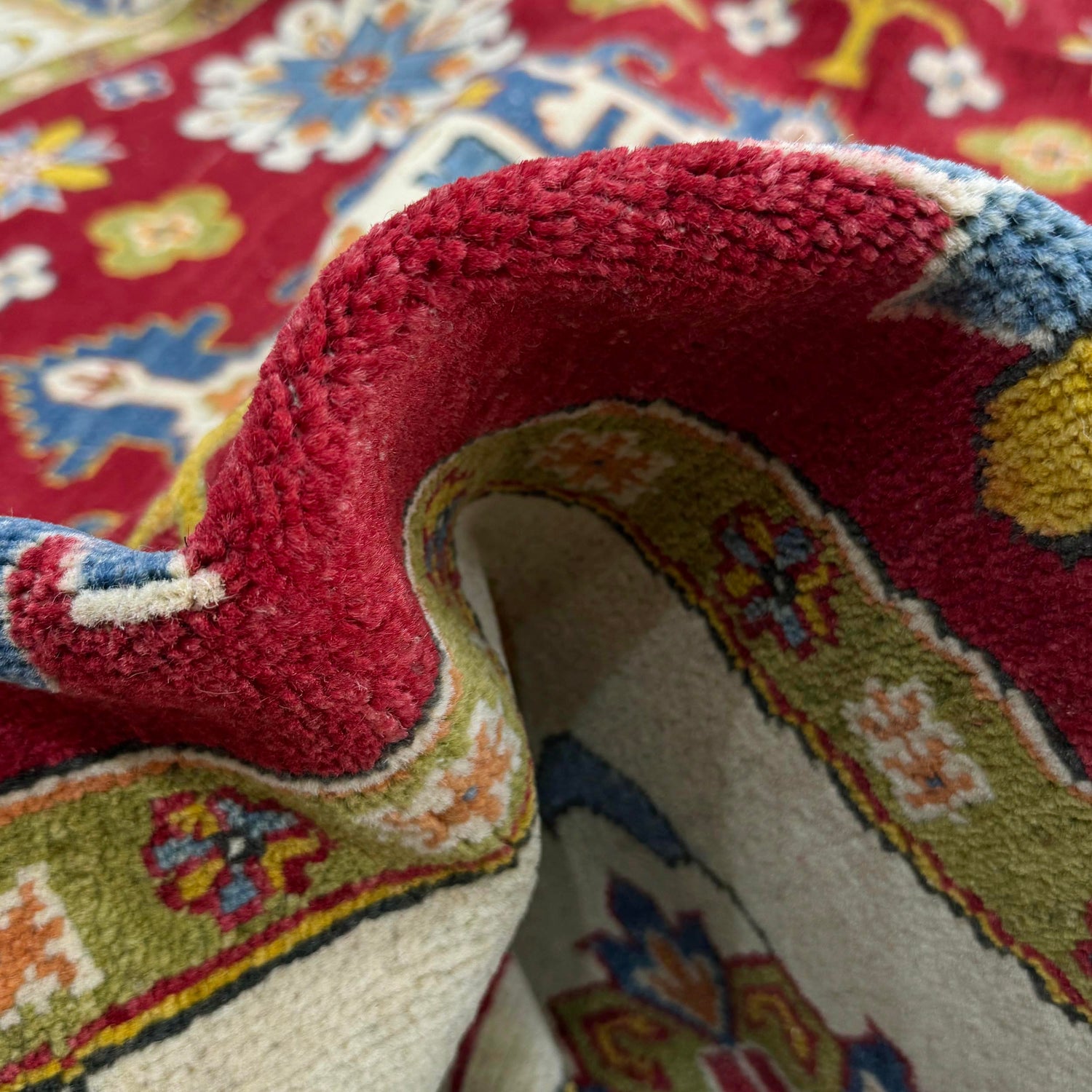 Kazak Rug Handmade Red Medallion 7x7 ft