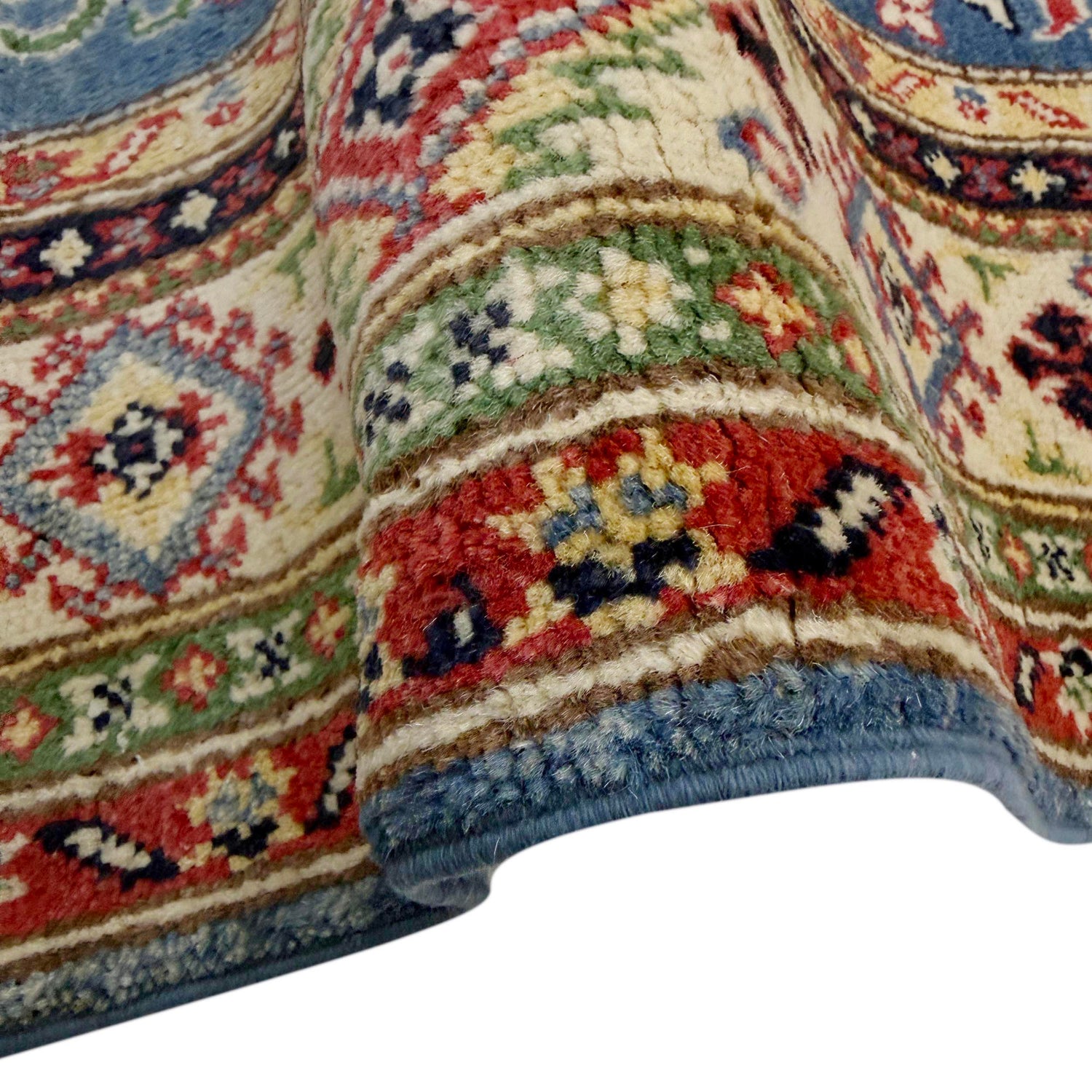 Kazak Rug Handmade Blue Medallion 4x6 ft